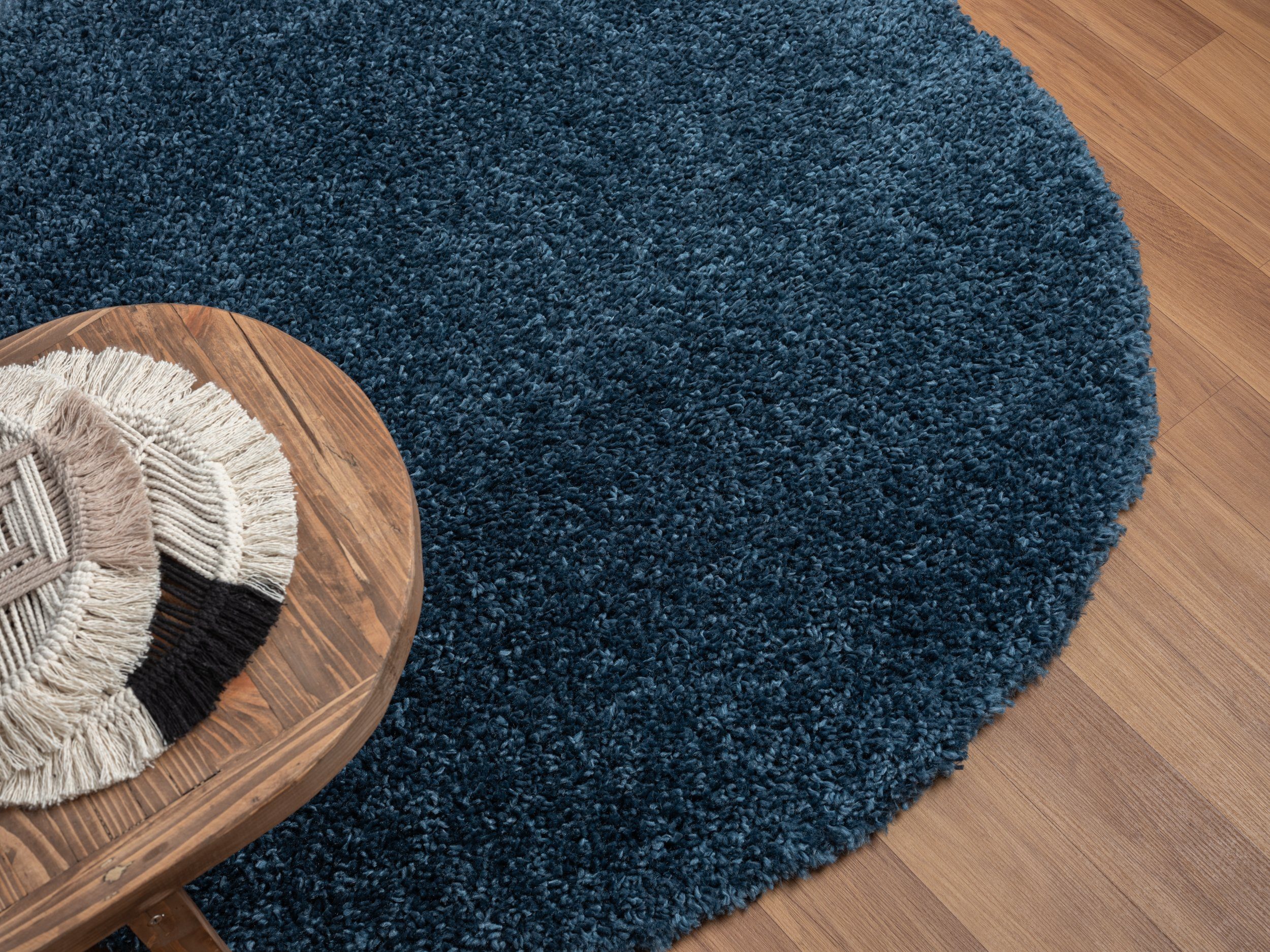 LebensWohnArt Teppich Hochflor Teppich SHAGGY dunkelblau rund diverse Größe günstig online kaufen