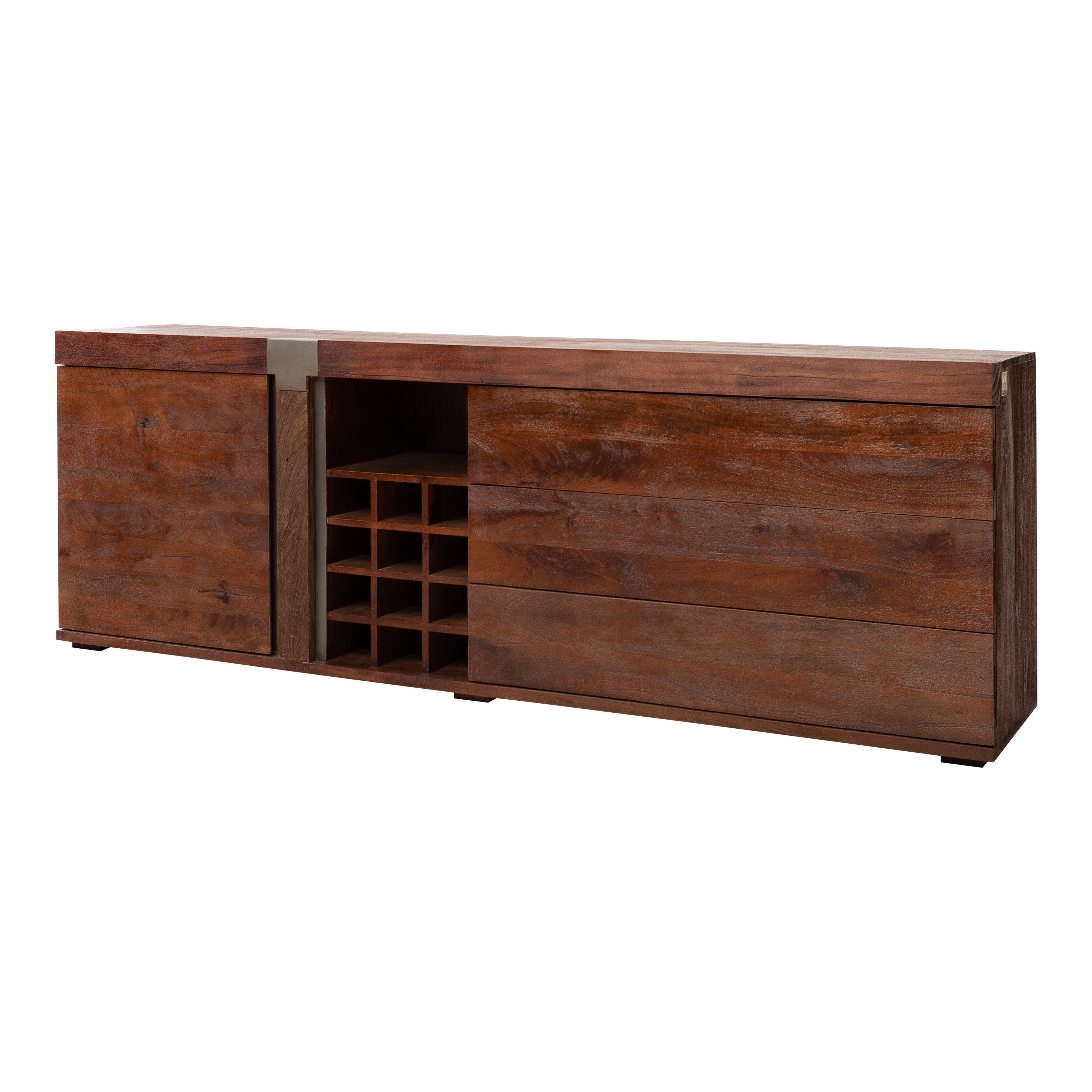 Massivmoebel24 Sideboard AMSTERDAM Mango Massivholz braun (Massivholz montiert 95 kg AMSTERDAM #29), Mango 215x45x75 cm (BxTxH) braun lackiert