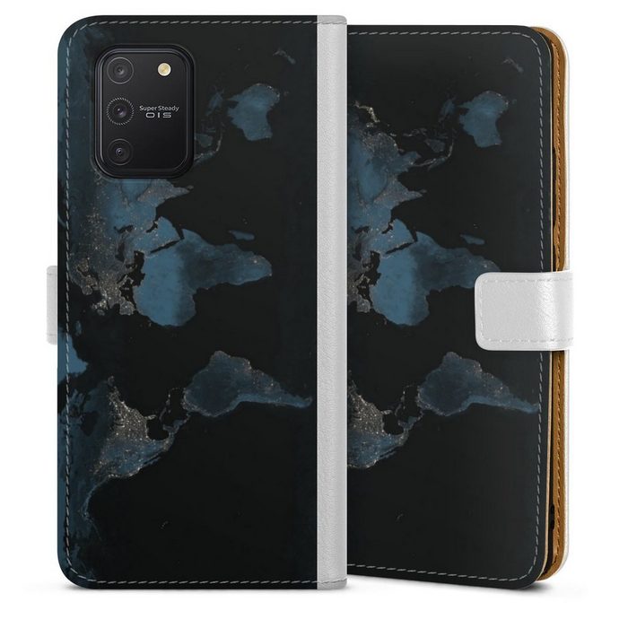 DeinDesign Handyhülle Weltkarte Landkarte Nacht Nightlight Worldmap Samsung Galaxy S10 Lite Hülle Handy Flip Case Wallet Cover