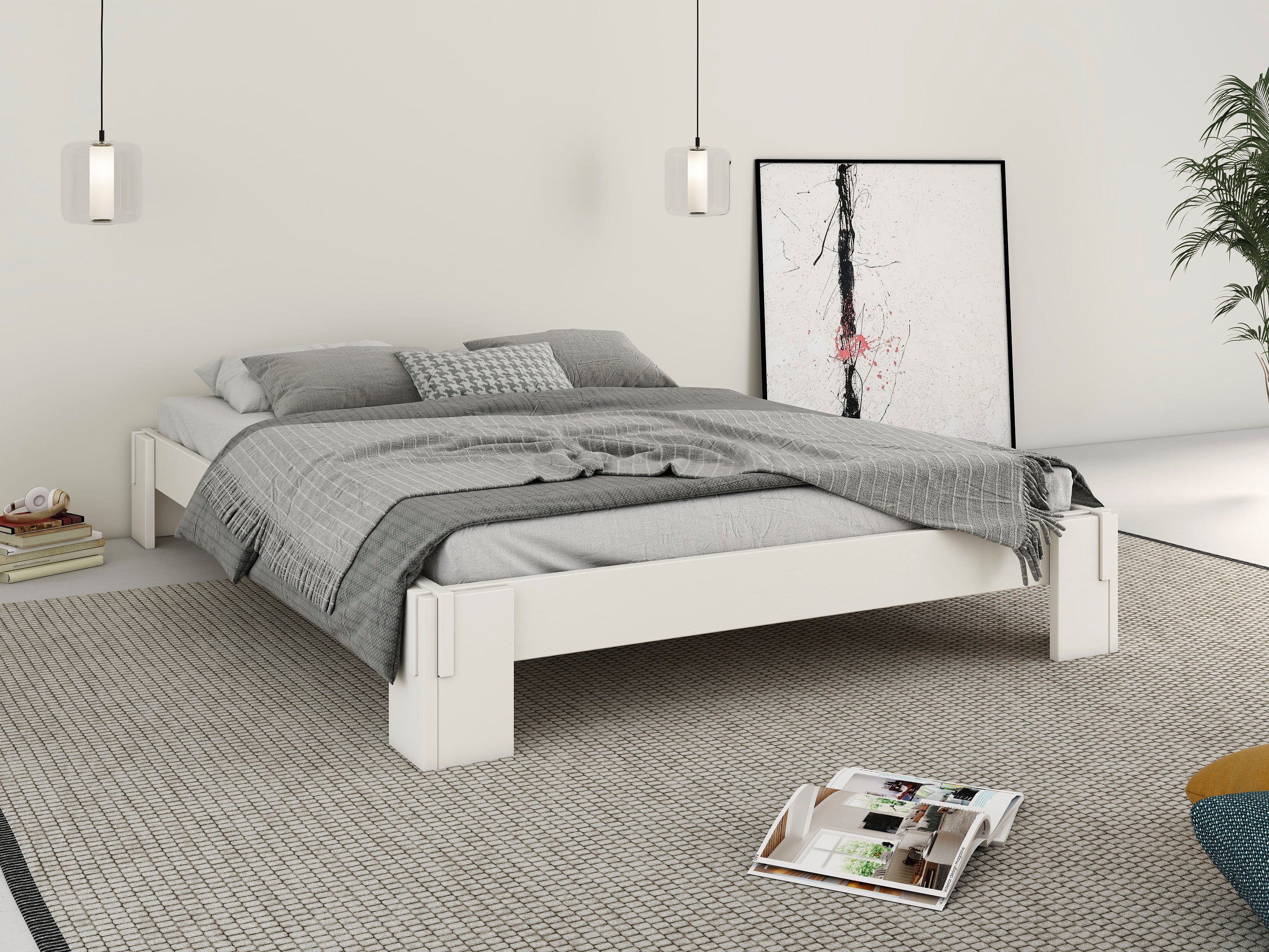 Home affaire Futonbett "ZEN " zertifiziertes Massivholz (Kiefer), Massivholzbett, zeitlos elegant weiß | Futonbetten