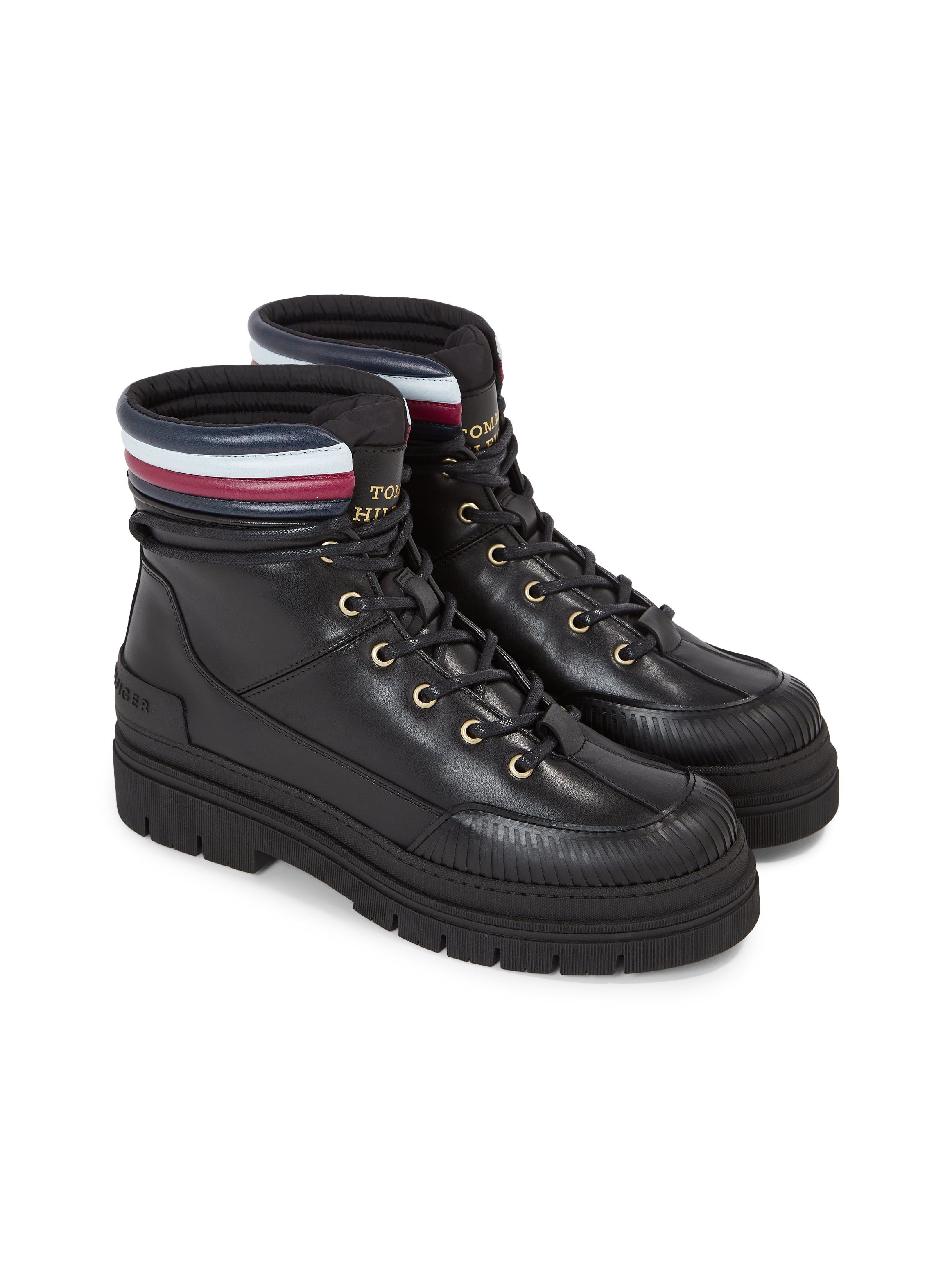 Tommy Hilfiger CORPORATE FEMININE OUTDOOR BOOT Schnürboots mit gestreiftem und gepolstertem Schaftrand