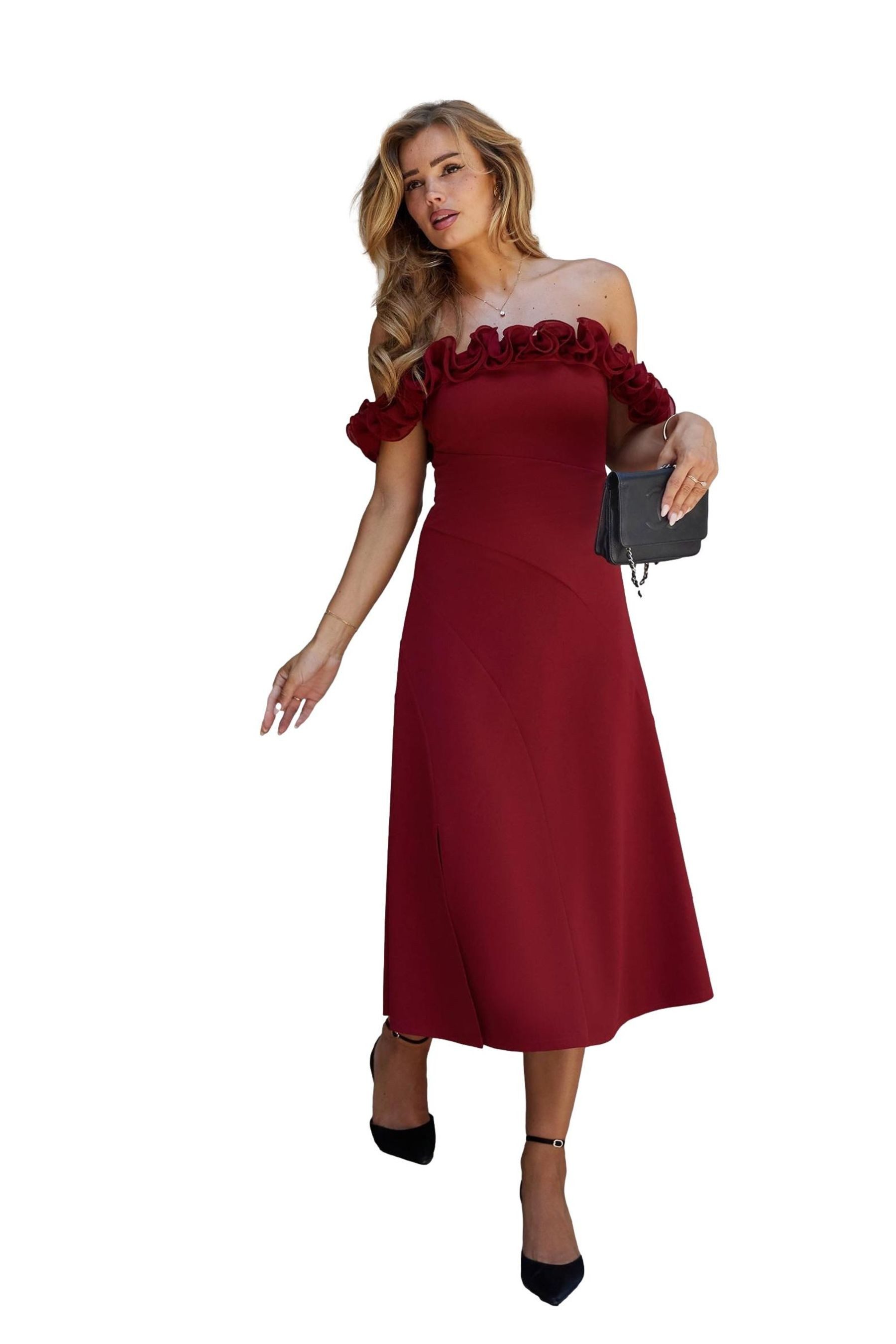 LIPSY Midikleid Lipsy ausgestelltes Bardot-Midikleid, Petite (1-tlg)