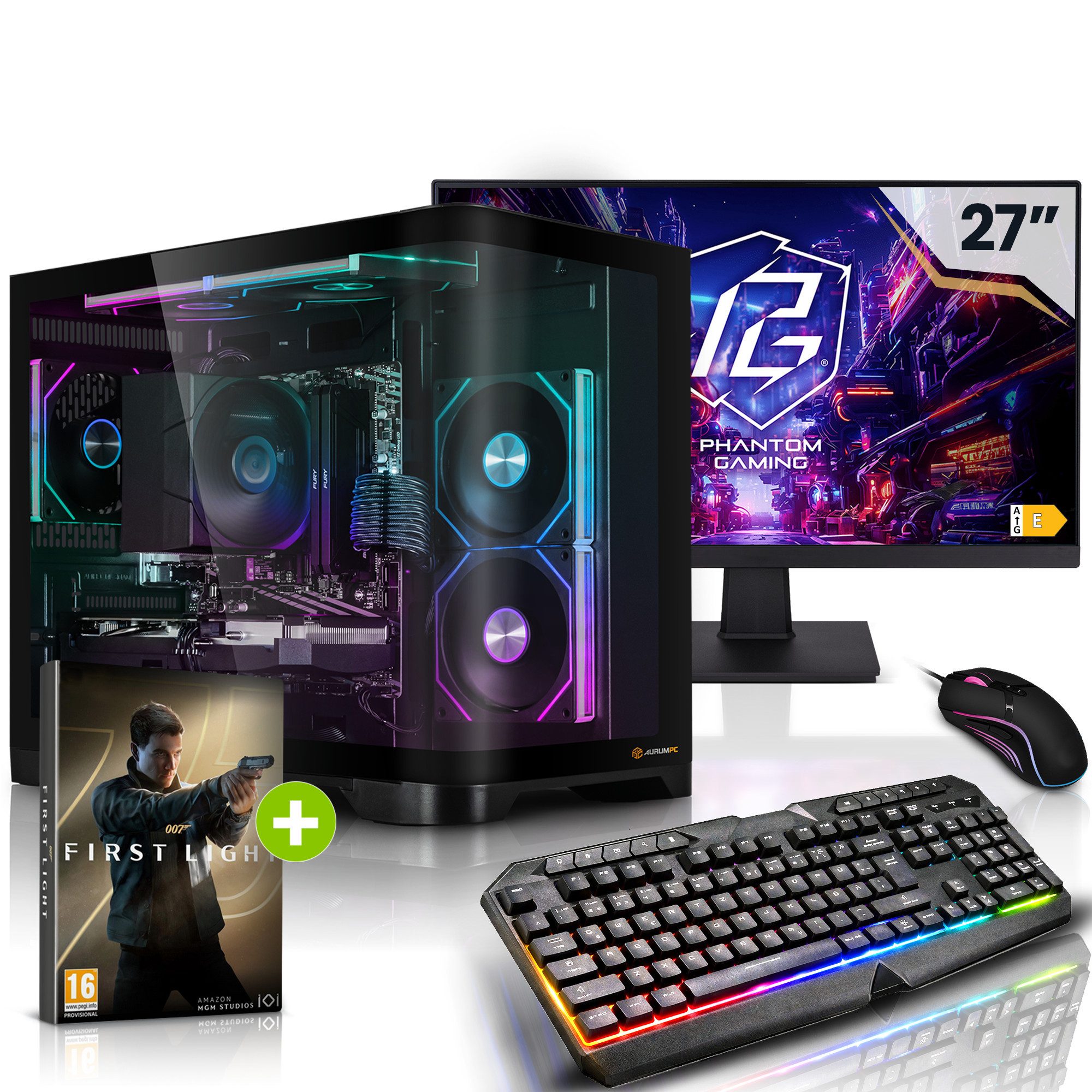 AurumPC 27" Set R7 5700X mit RTX5060Ti 8GB und 32GB DDR4 RAM PC-Set (27 Zoll, AMD Ryzen 7 5700X, GeForce RTX 5060 Ti, 32 GB RAM, 1000 GB SSD, Luftkühlung)