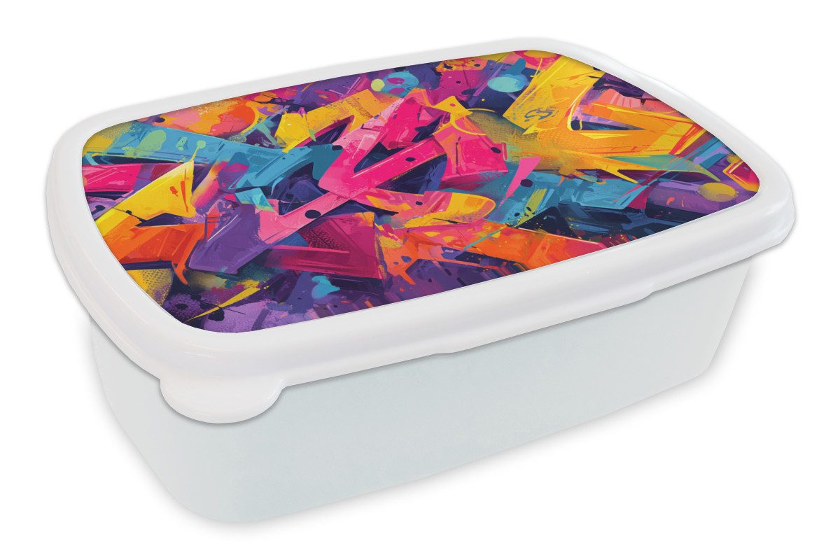 MuchoWow Lunchbox Abstrakt - Formen - Farbenfroh, Kunststoff, (2-tlg), Brotdose Schule oder Arbeit, Brotbox für Kinder und Erwachsene