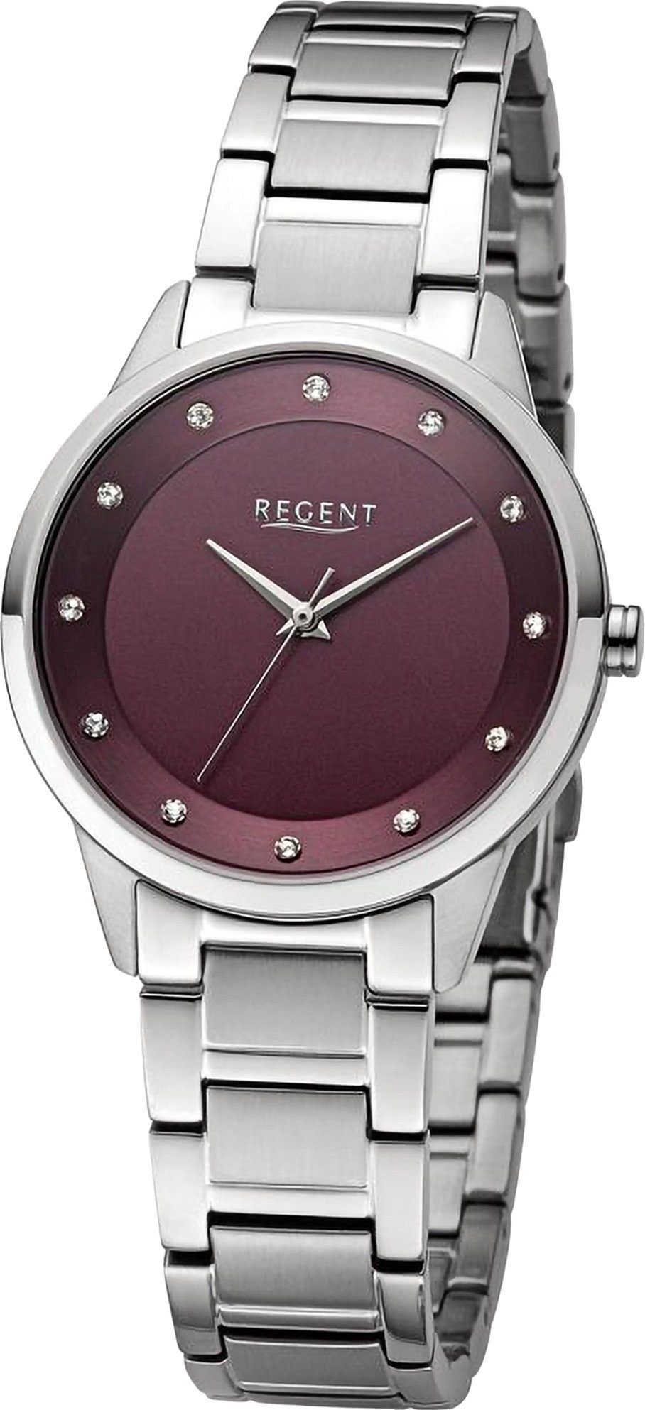 Quarzuhr groß Metallarmband 33mm), extra Regent Regent Armbanduhr (ca. Armbanduhr Damen Damen rund, Analog,