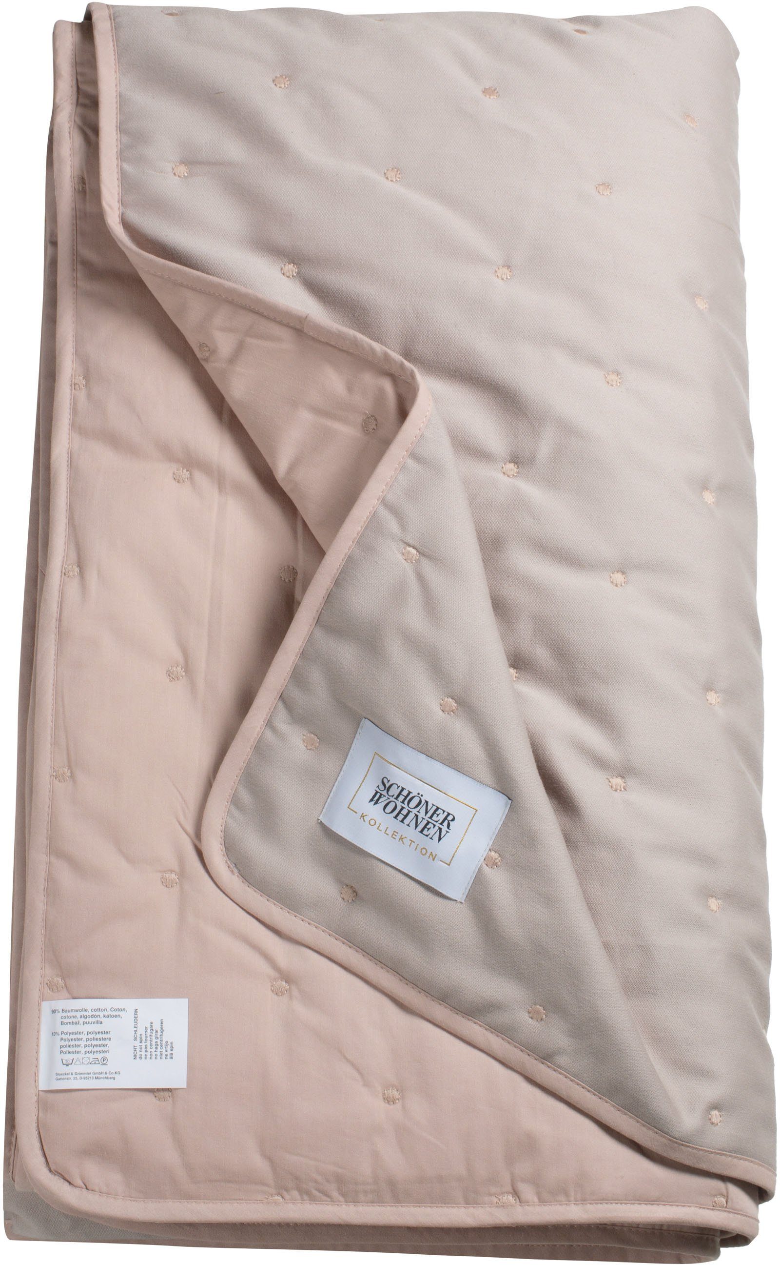 SCHÖNER WOHNEN-Kollektion Bettüberwurf Soft, mit Pünktchensteppung und eingenähtem Fließfutter