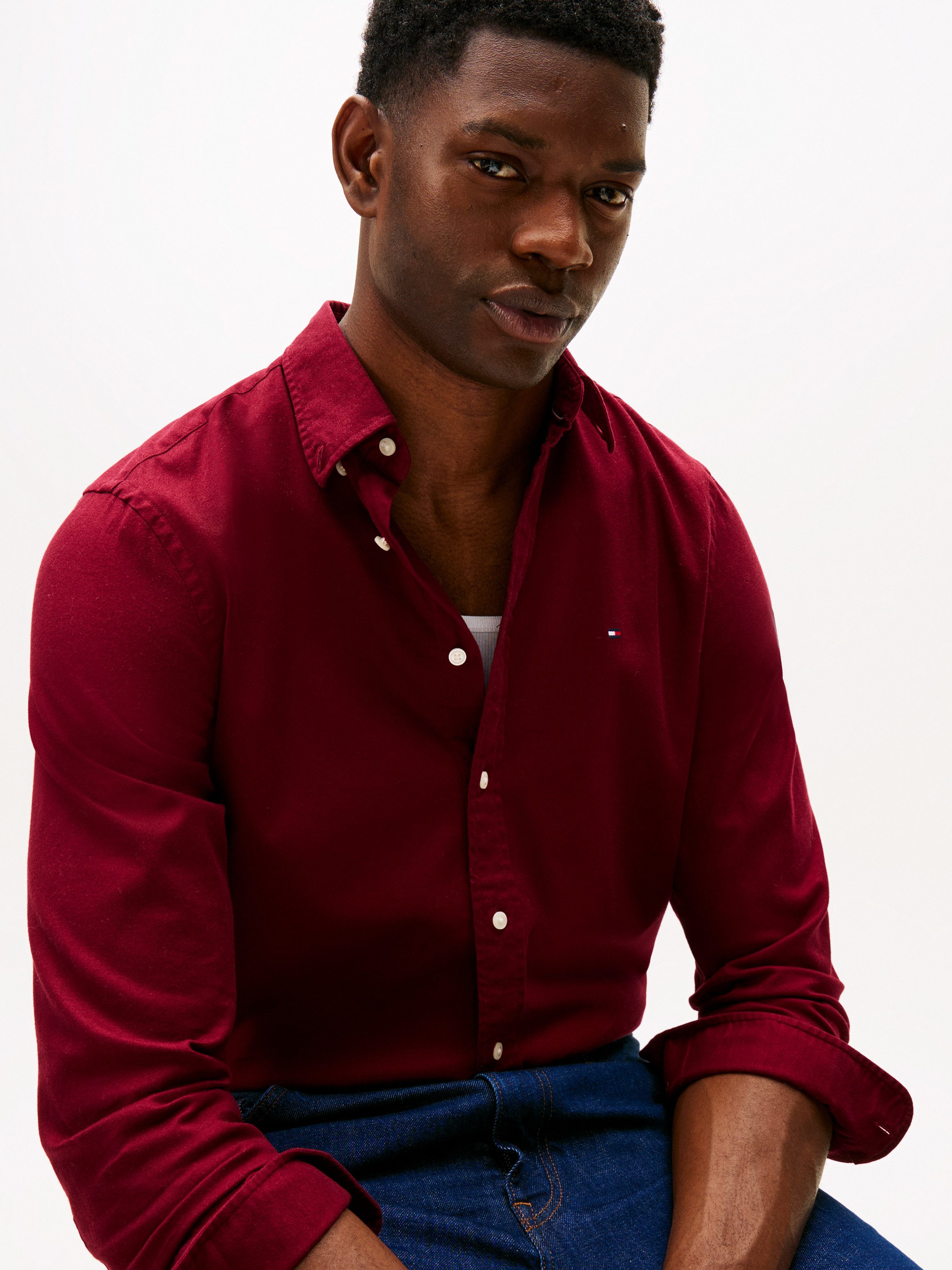 Tommy Hilfiger Langarmhemd FLEX FLANNEL SOLID SHIRT Regular fit günstig online kaufen