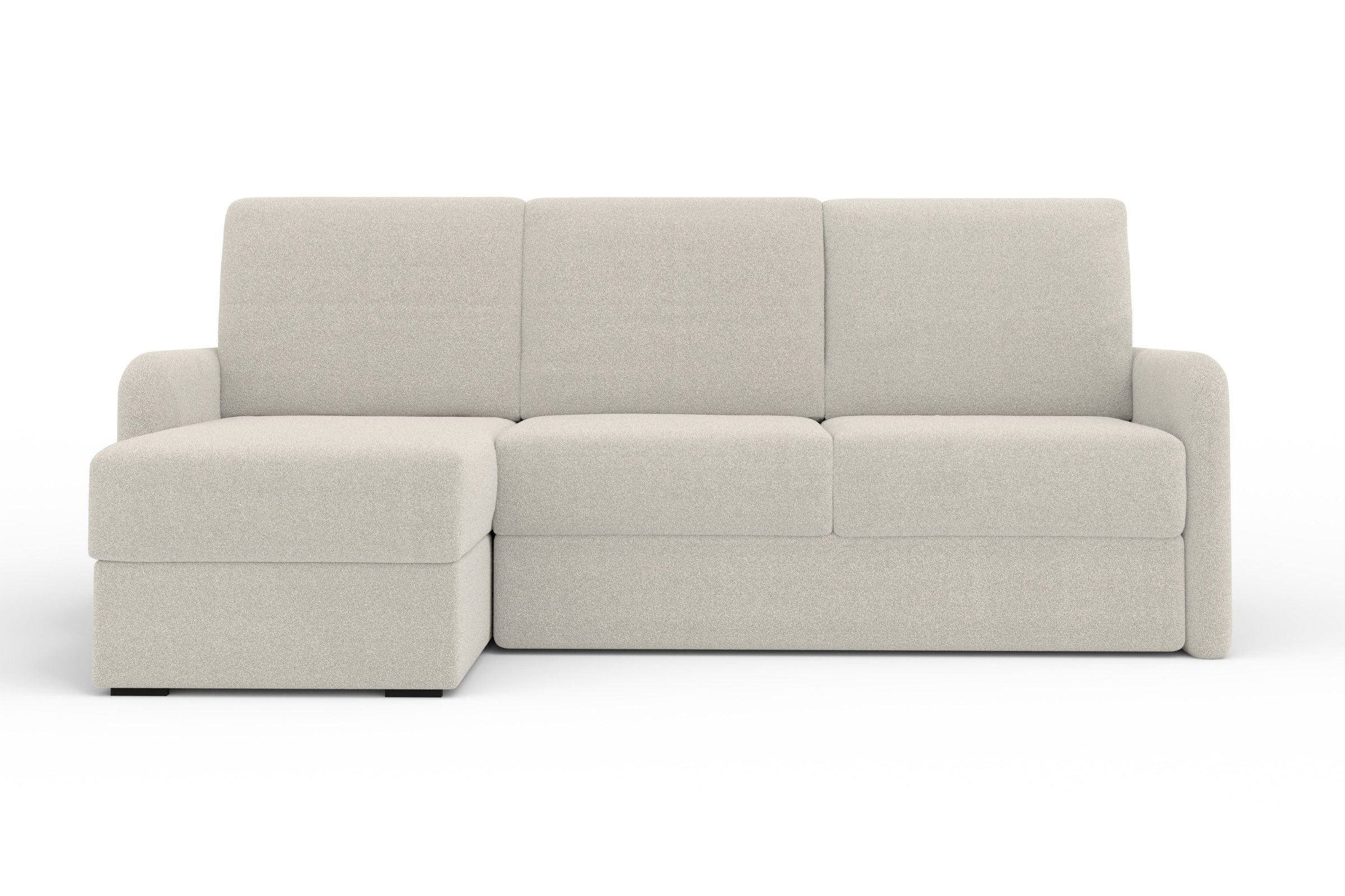 Deine Möbel 24 Ecksofa BIANCO Wohnlandschaft Sofa L-Form mit Schlaffunktion und Bettkasten, Weiß Creme Grau Hellgrau Anthrazit Schwarz 1 Teile, Bouclé / Stoff, Schlaffläche 195x144 cm
