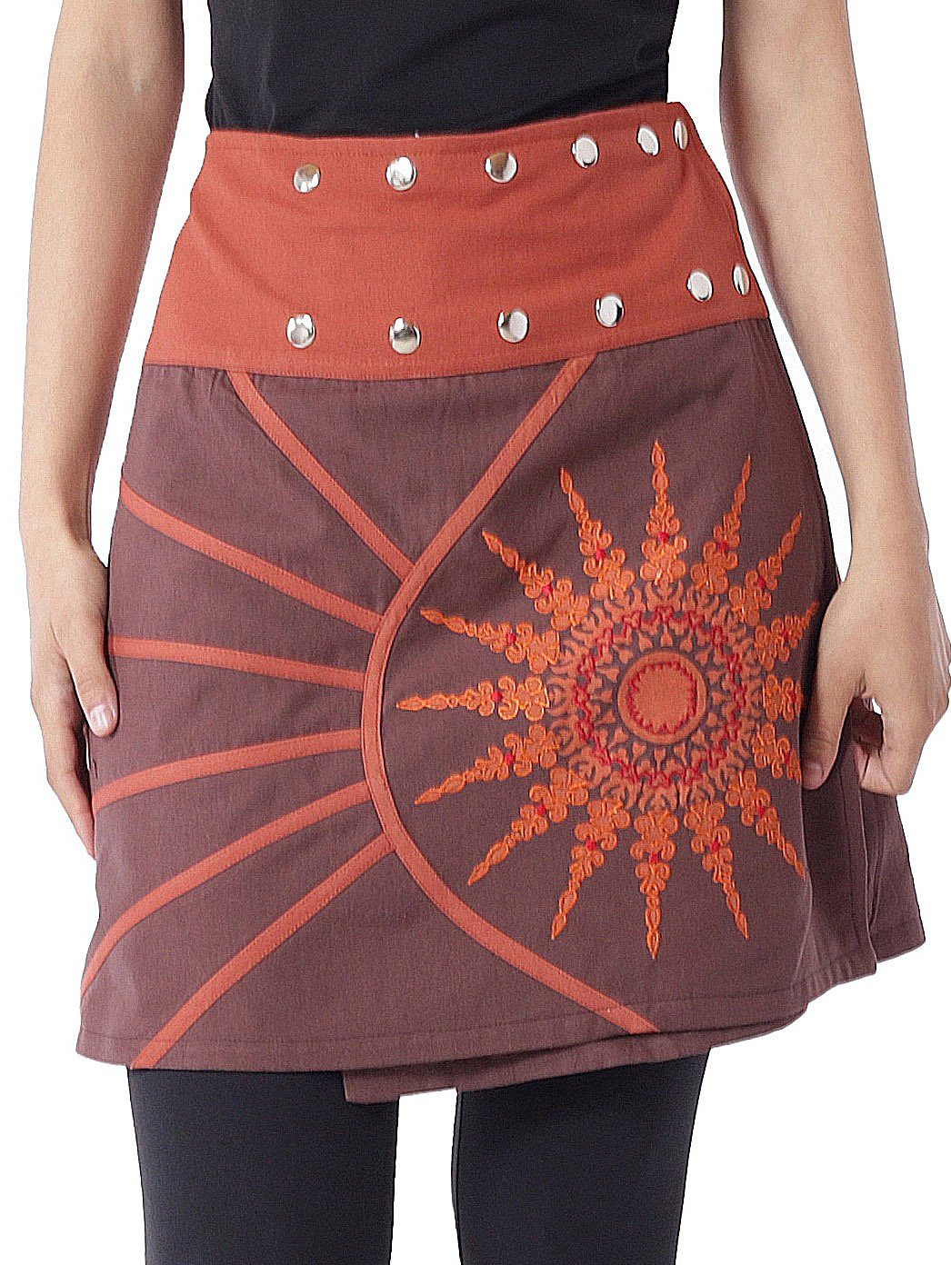 PUREWONDER Wickelrock Damen Rock mit Mandala-Blume günstig online kaufen