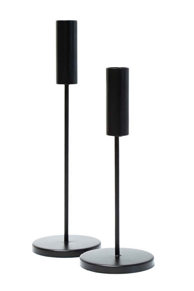 Spetebo Tischkerzenhalter Metall Kerzenständer schwarz 2er Set - 26 / 21 cm (Packung, 1 tlg), für Stabkerzen