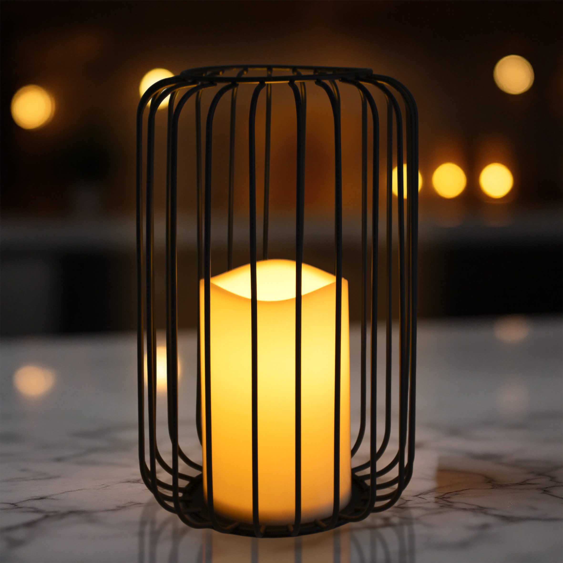 Spetebo LED Windlicht Metall Gitter Windlicht schwarz mit LED Kerze - 22 x günstig online kaufen