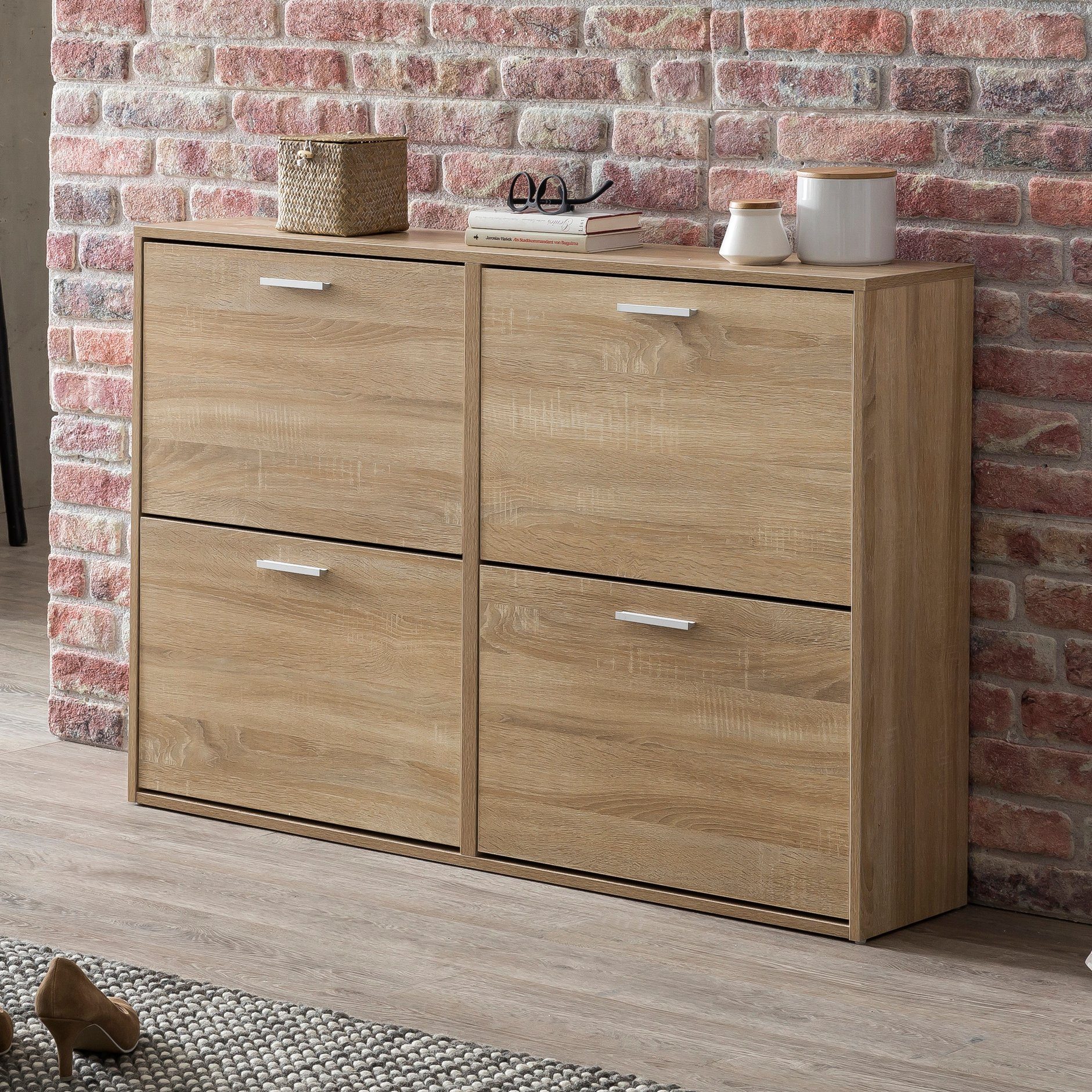 möbelando Schuhschrank Schuhschrank WL5.828 Modern 120 x 81 x 24 cm Holz Schuhregal Sonoma 4 24 x 81 x 120 cm (B/H/L)