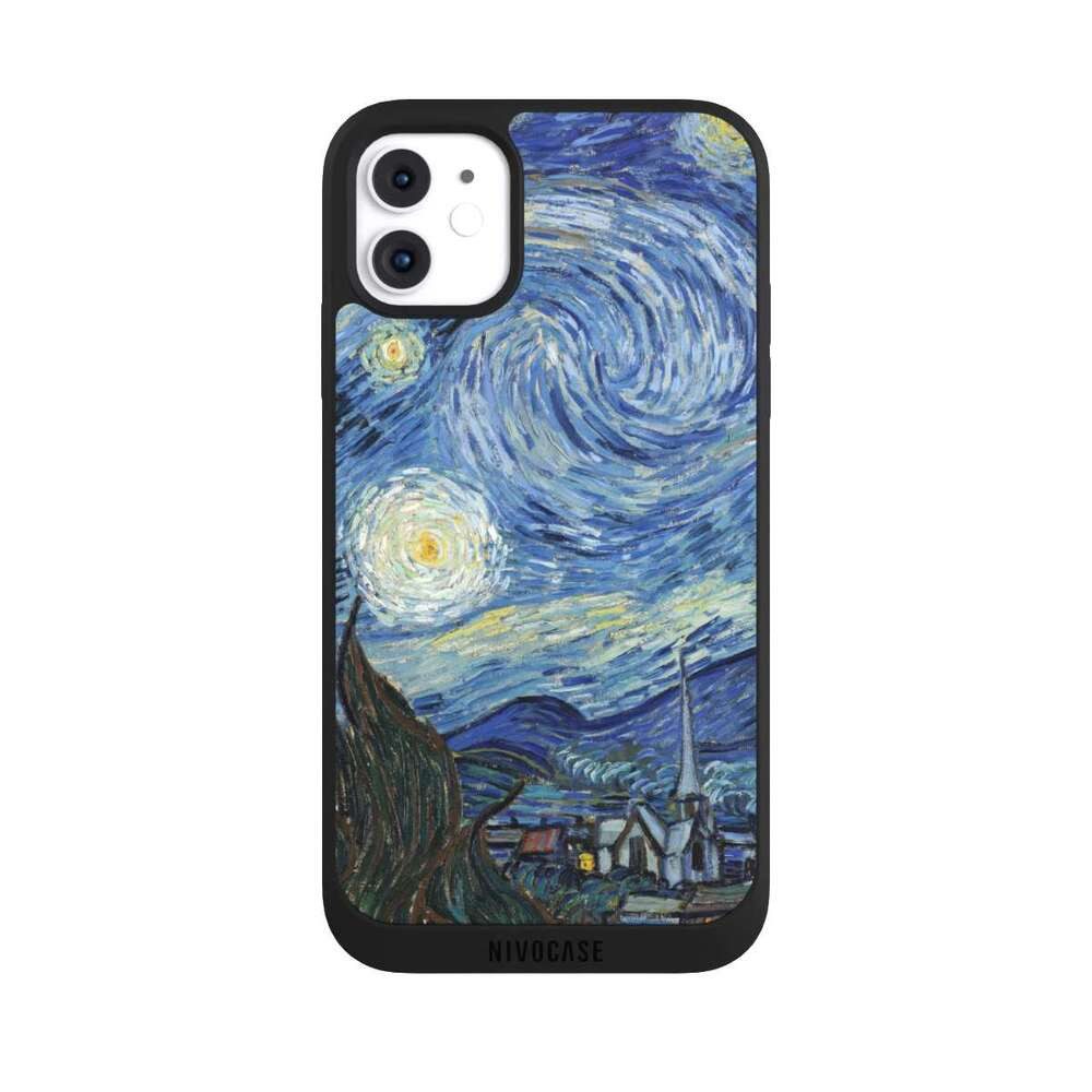 NIVOCASE Handyhülle Kunst The Starry Night The Starry Night by Vincent van Gogh, Apple iPhone 11 Handyhülle Hülle NIVOpure Case Schwarz