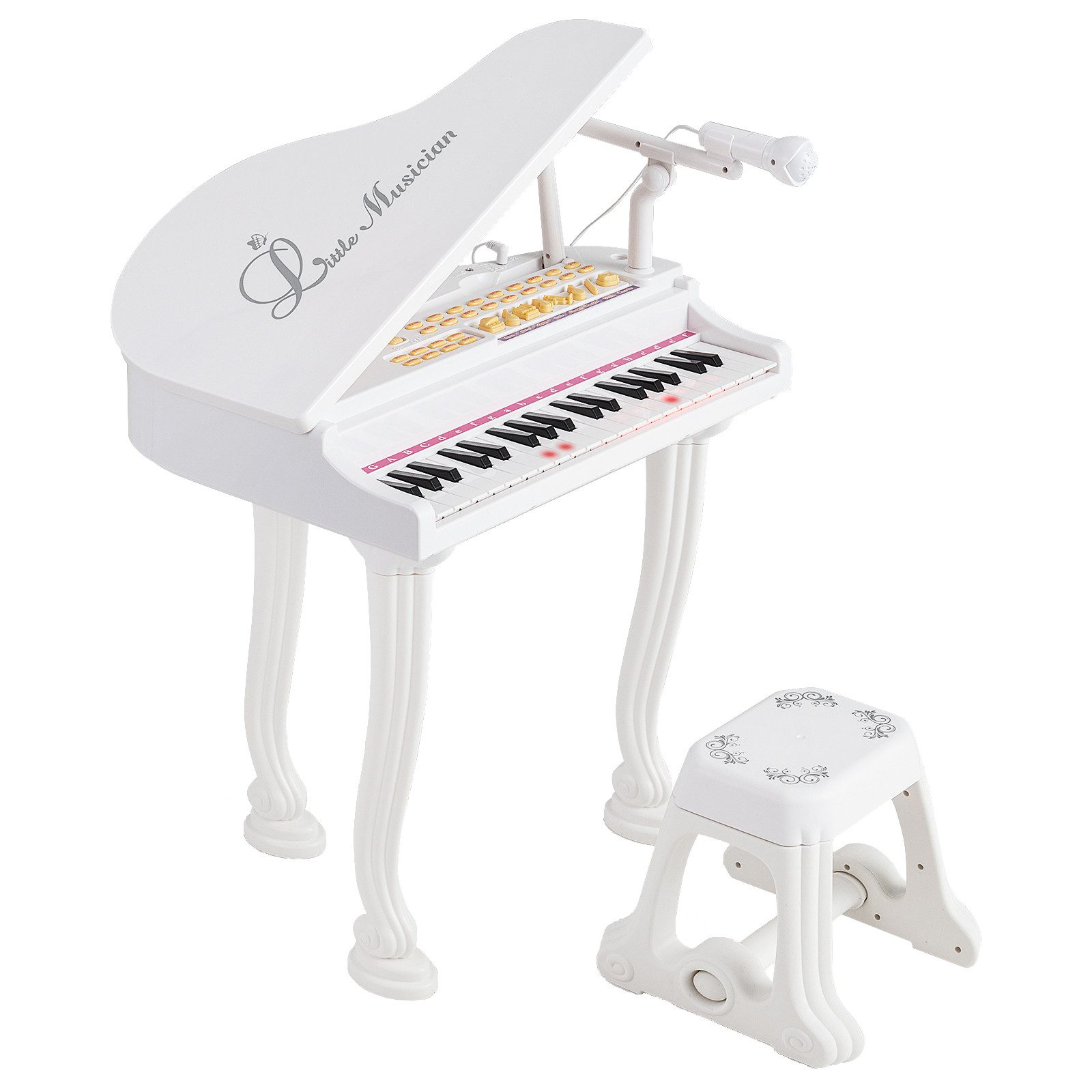 COSTWAY Spielzeug-Musikinstrument 37 Tasten Keyboard, mit Hocker & Mikrofon günstig online kaufen