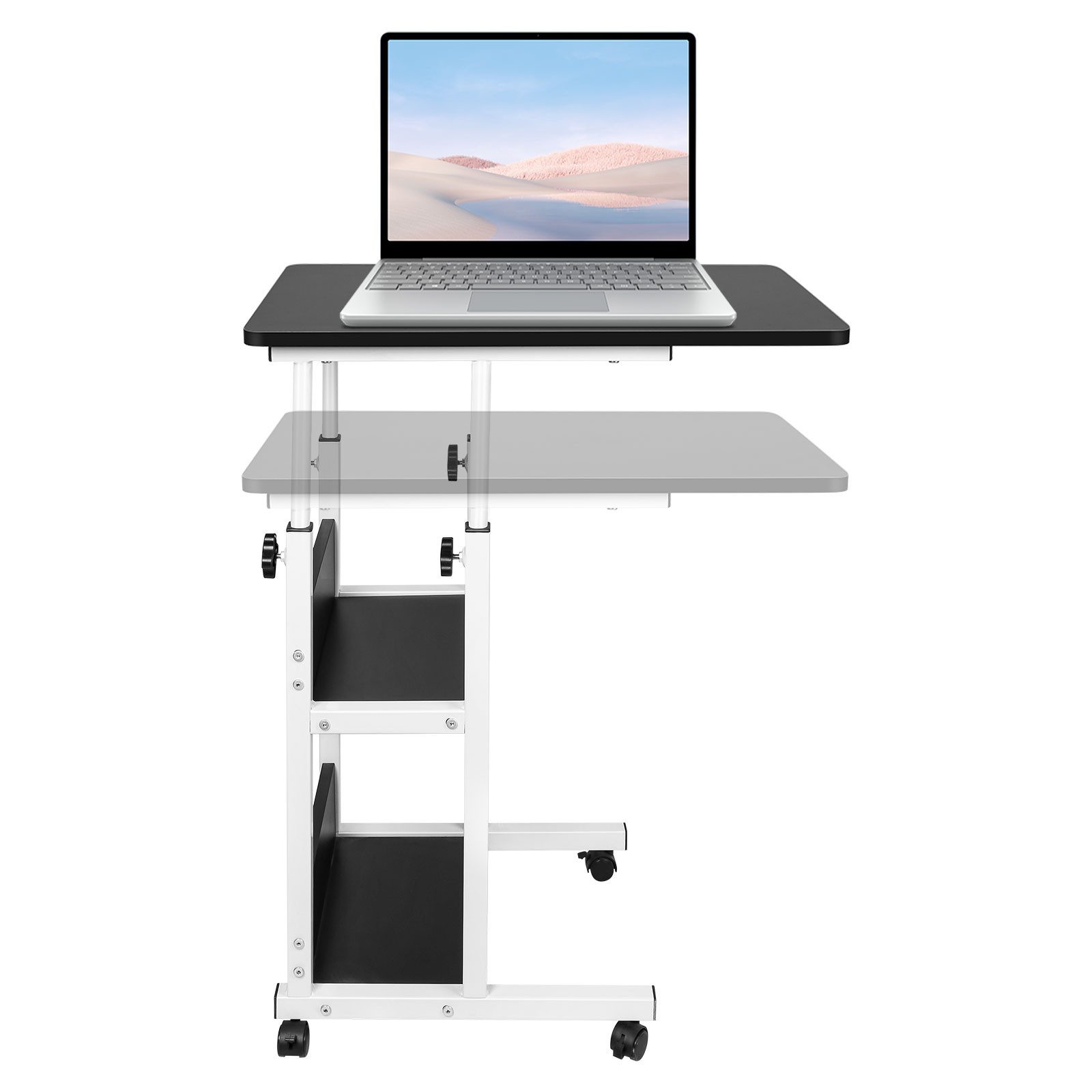 Beistelltisch Computertisch mit Rollen, Höhenverstellbar Laptoptisch