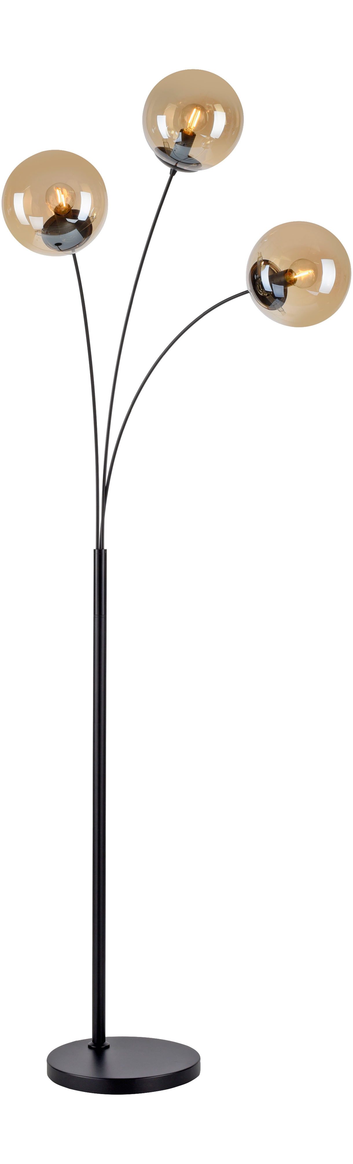 my home Stehlampe Nymölla, ohne Leuchtmittel, Stehleuchte mit großen Glaskugeln amberfarben oder opal matt weiß