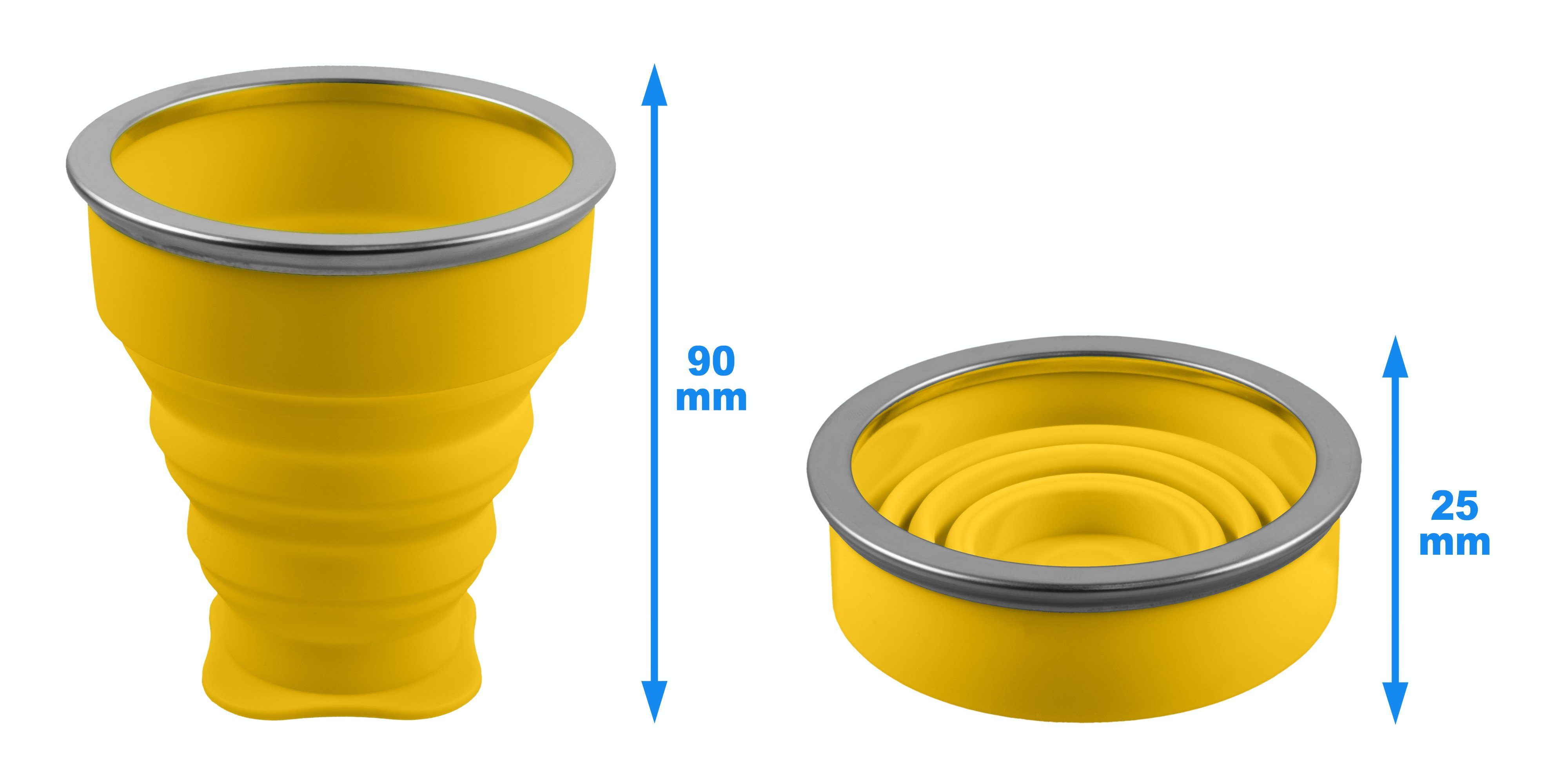 SHIBBY Becher Faltbarer Silikon-Becher - Reisetasse Camping Trinkbecher – 210ml