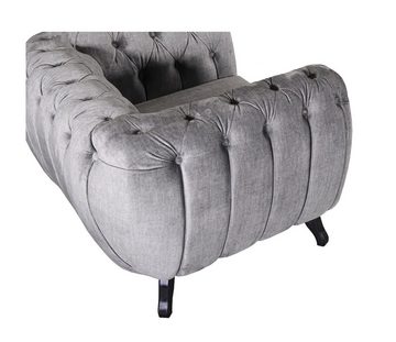 Küchen-Preisbombe Sessel Edler Sessel 1 Sitzer Velours grau Couch Polstersofa Wohnlandschaft