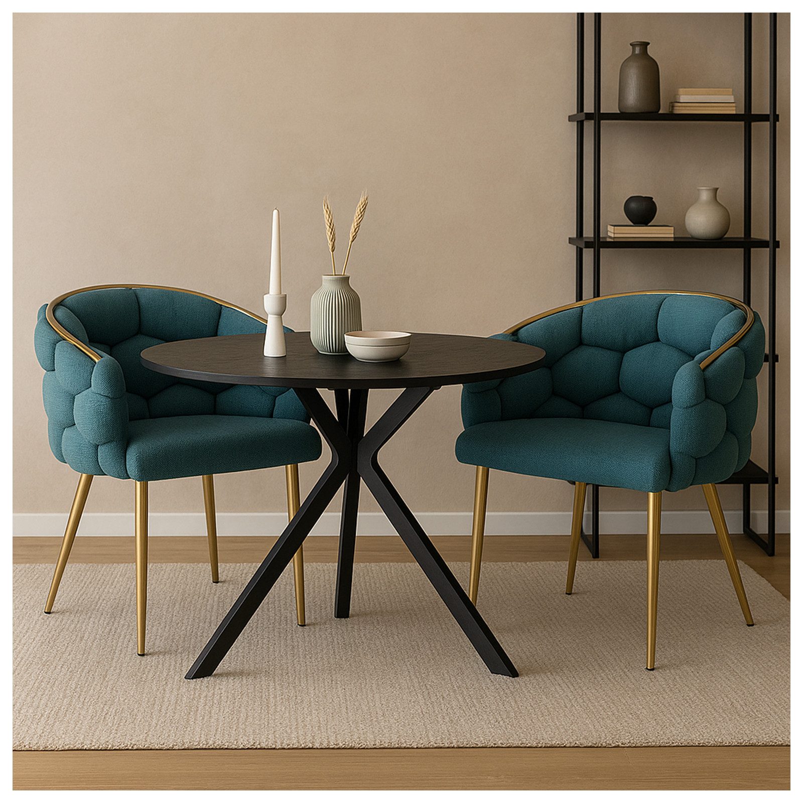 HTI-Living Esszimmerstuhl Stuhl Alsen Gold Petrol (Stück, 1 St), Design Pol günstig online kaufen