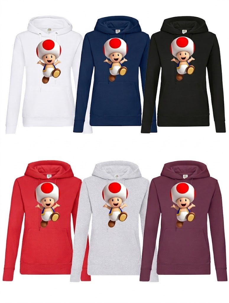 Blondie & Brownie Hoodie Toad Damen Hoodie Gaming Print Retro Motiv mit Kapuze Styles (Einzelartikel, 1 Hoodie) Toad2_D_Hoodie Pilzheld Damenhoodie