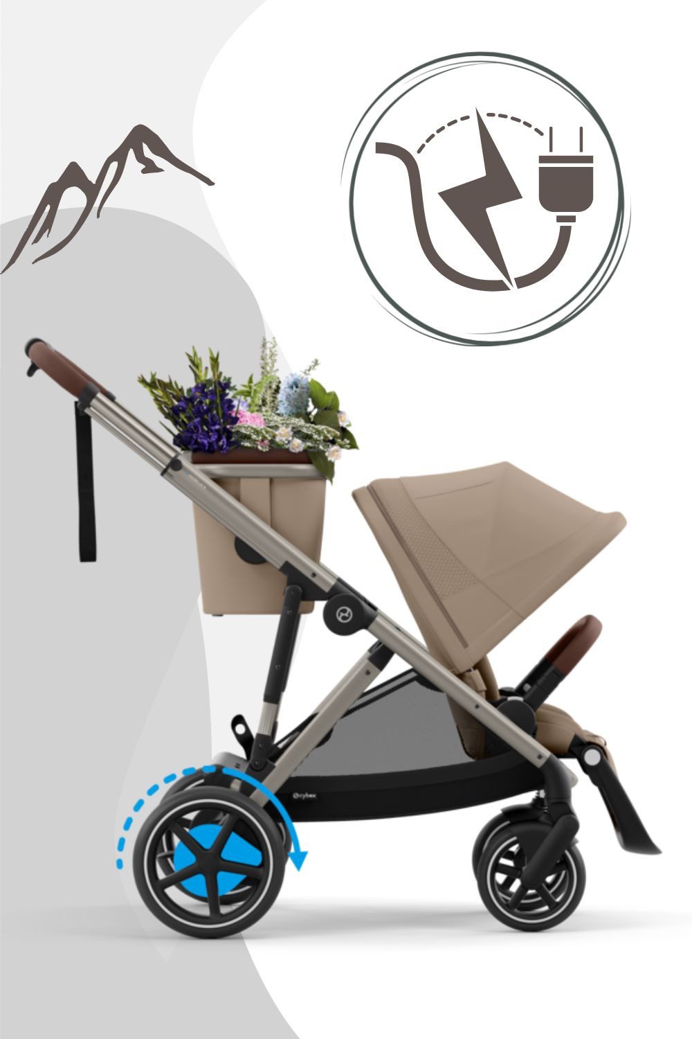 Cybex Kombi-Kinderwagen e-Gazelle S Kinderwagen mit E-Antrieb
