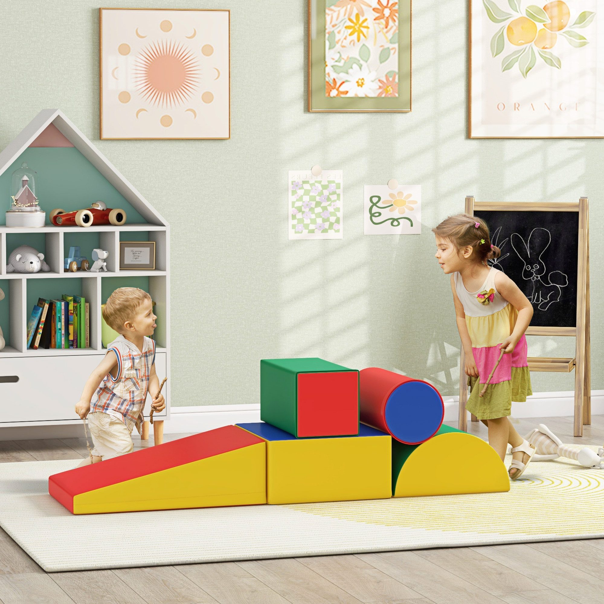 HOMCOM 5er-Set Bauklötze Bauspielzeug zum krabbeln, günstig online kaufen