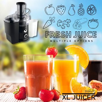 Starlyf Entsafter XL Juicer, 600,00 W, großer Fruchtfleischbehälter für ganze Früchte mit Anti Rutsch Füßen