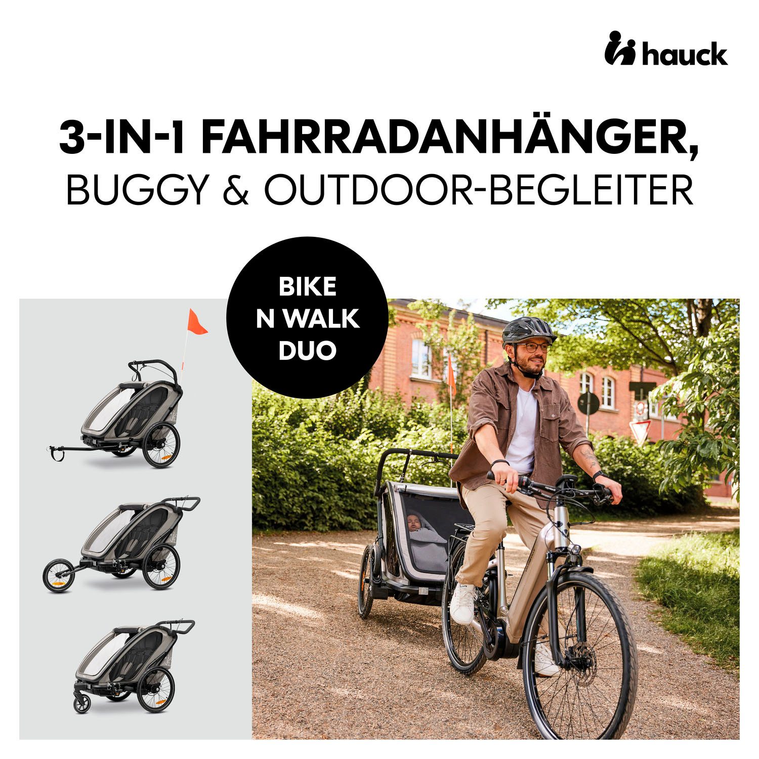 Hauck Fahrradkinderanhänger Bike N Walk Duo, für 2 Kinder, inkl. Deichsel