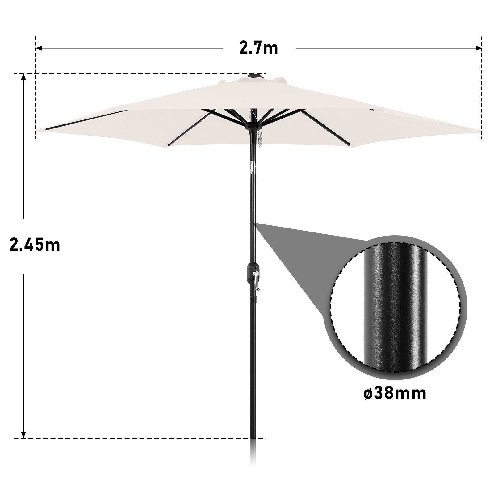 Clanmacy Sonnenschirm Ø270cm Gartenschirm LED Balkonschirm günstig online kaufen