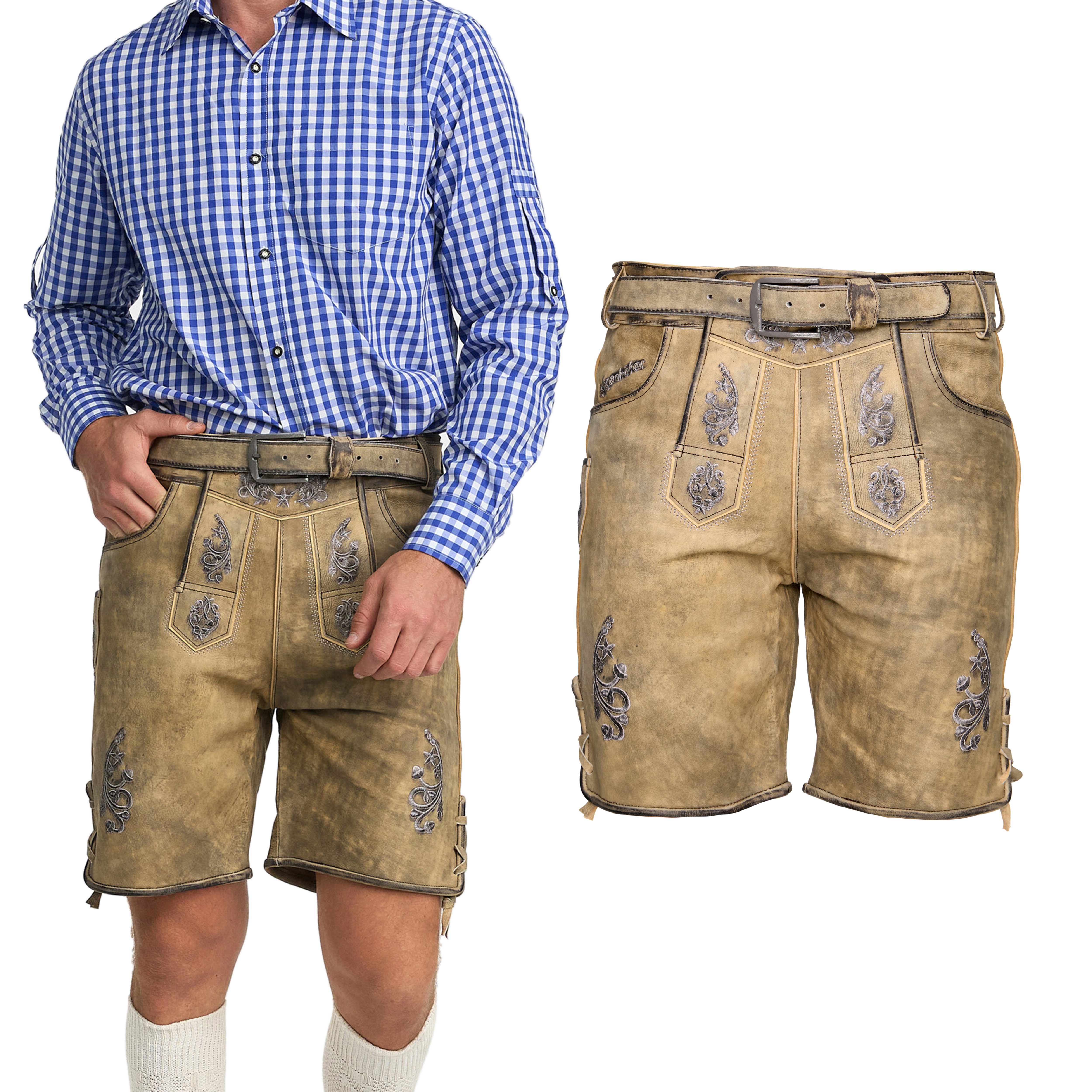 Steigenhöfer Manufaktur Trachtenlederhose ANTIK traditionelles bayrisches Trachtendesign, für Herren