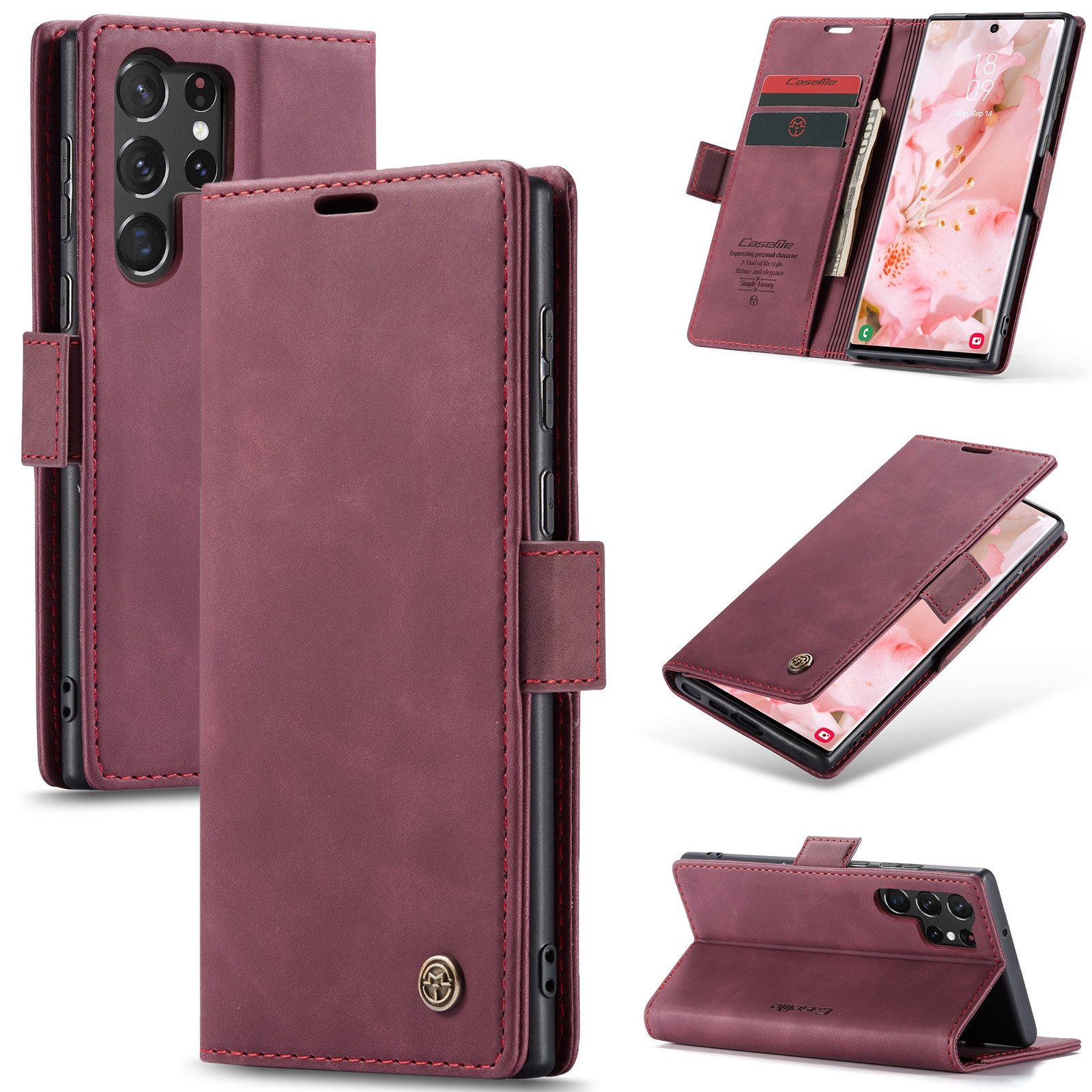 SmartUP Smartphone-Hülle für Samsung Galaxy S24 Ultra Klapphülle Fliphülle Tasche Case Cover 6,8 Zoll, Integrierte Standfunktion, zwei Kartenfächer