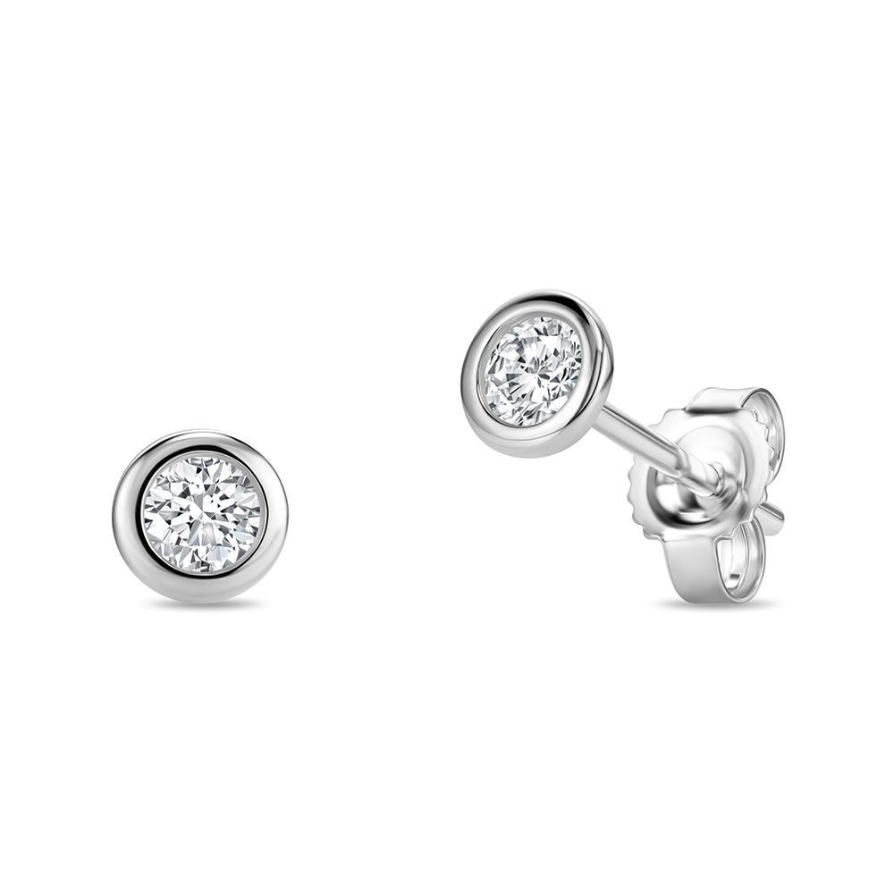 Miore Paar Ohrstecker Damen 9K (375) Weißgold mit Diamanten 0,10 ct, 0,15 ct oder 0,25 ct, in 3 x 3mm, 4 x 4 mm oder 4,5 x 4,5 mm