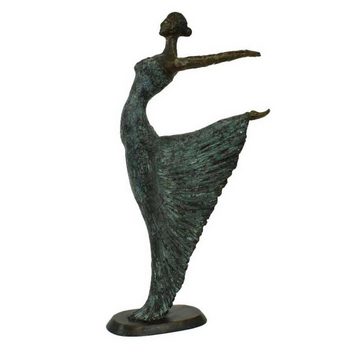 Casa Padrino Dekofigur Luxus Jugendstil Bronze Skulptur Tänzerin Antikgrün Bronze auf Marmorsockel H 63 cm - Bronzefigur - Dekofigur - Deko Accessoires