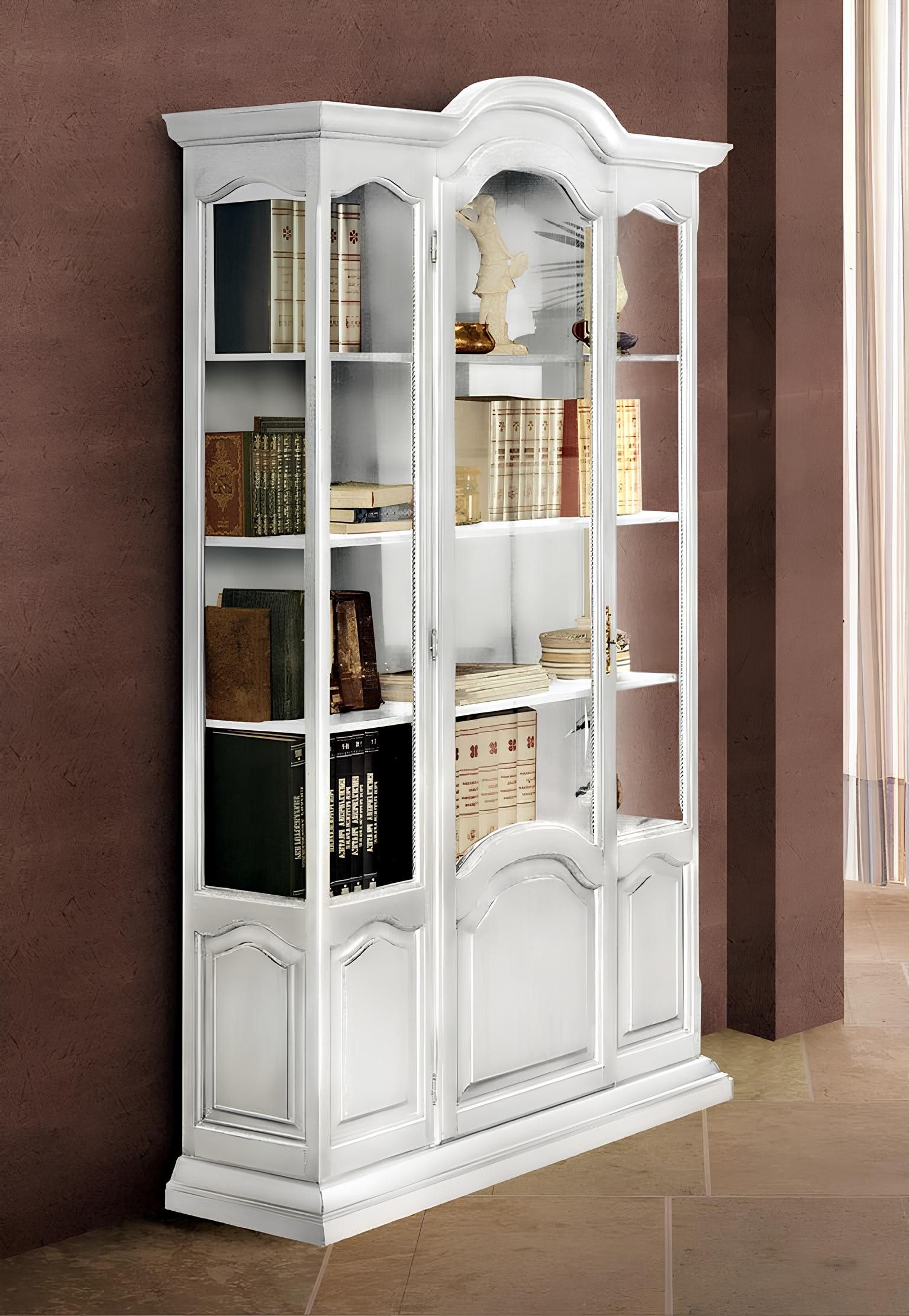 JVmoebel Bücherregal Elegantes Bücherregal aus Holz in sanftem Weiß, italienisches Design, 1-tlg., Made in Italy