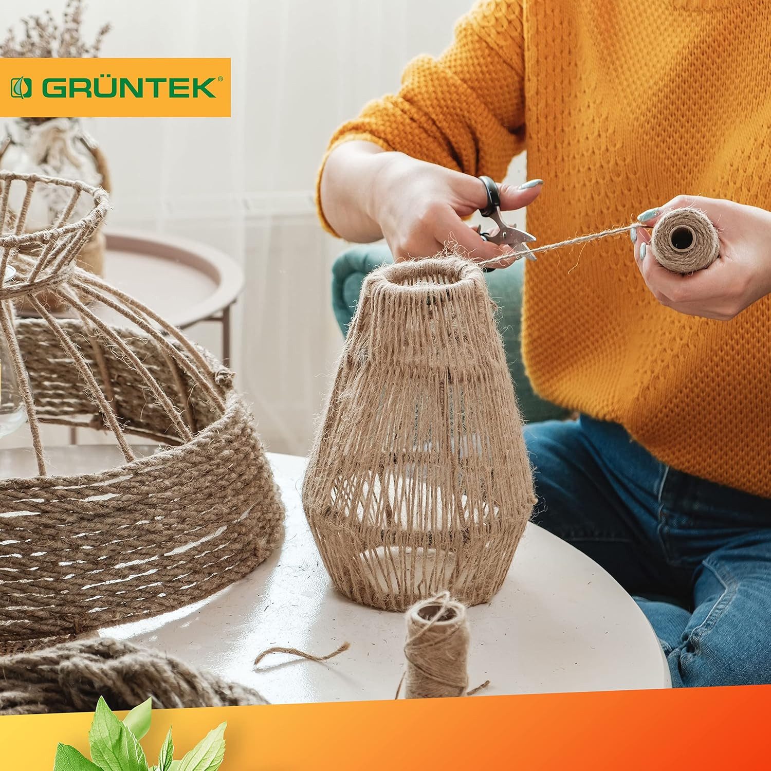 GRÜNTEK Seil Garten Juteschnur 6mm Dicke, mit 60m, 100% Jutegarn Naturfarbe (1-tlg), (0,20€/Meter)