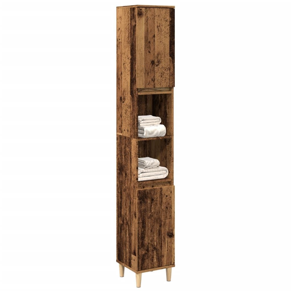 vidaXL Mehrzweckschrank Badezimmerschrank Hochschrank Regal Nischenschrank Altholz-Optik 30x30