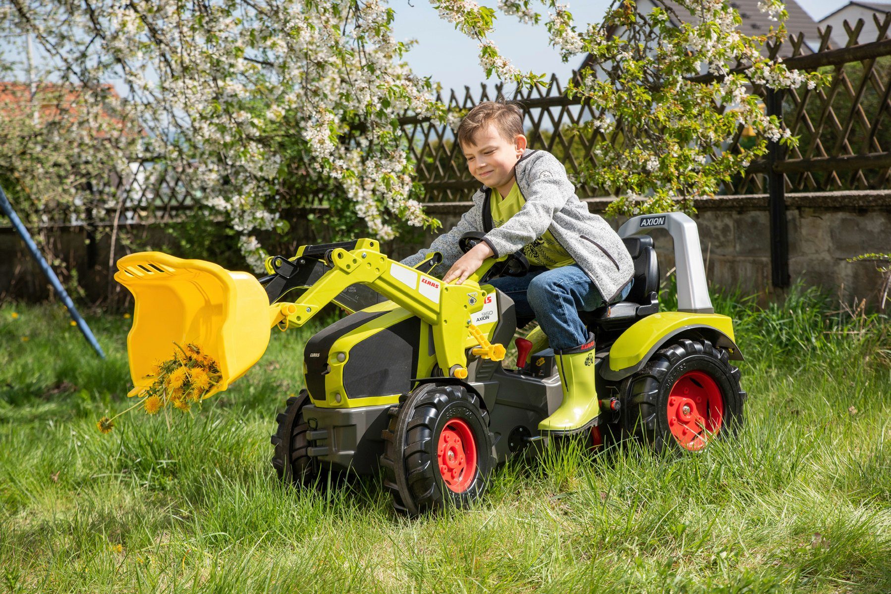 rolly toys® Tretfahrzeug Premium Claas Axion 960, Kindertraktor mit Lader und Bremse