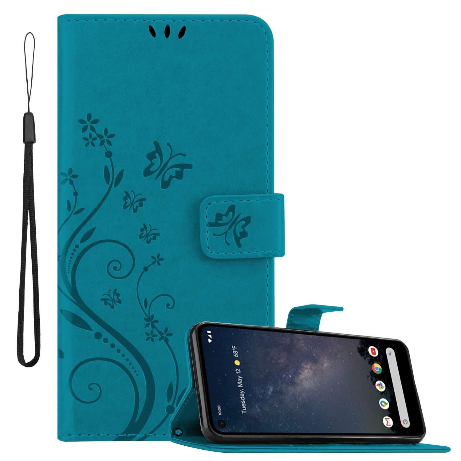 Cadorabo Handyhülle für Google PIXEL 4A 5G Hülle Google PIXEL 4A 5G, Hülle Schutzhülle Blumen Flower mit Standfunktion Kartenfach Magnet