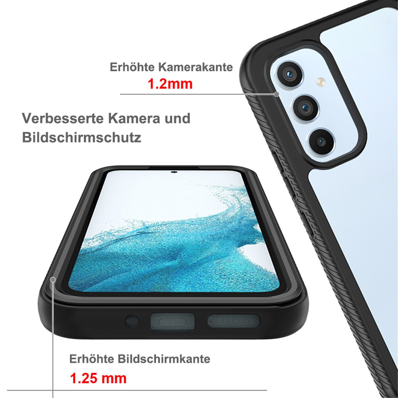 betterfon Handyhülle für Samsung Galaxy A34 5G TPU Case mit 360° Rundumschutz Displayschutz, 360 Grad Hülle mit Displayschutz und Fingerprint