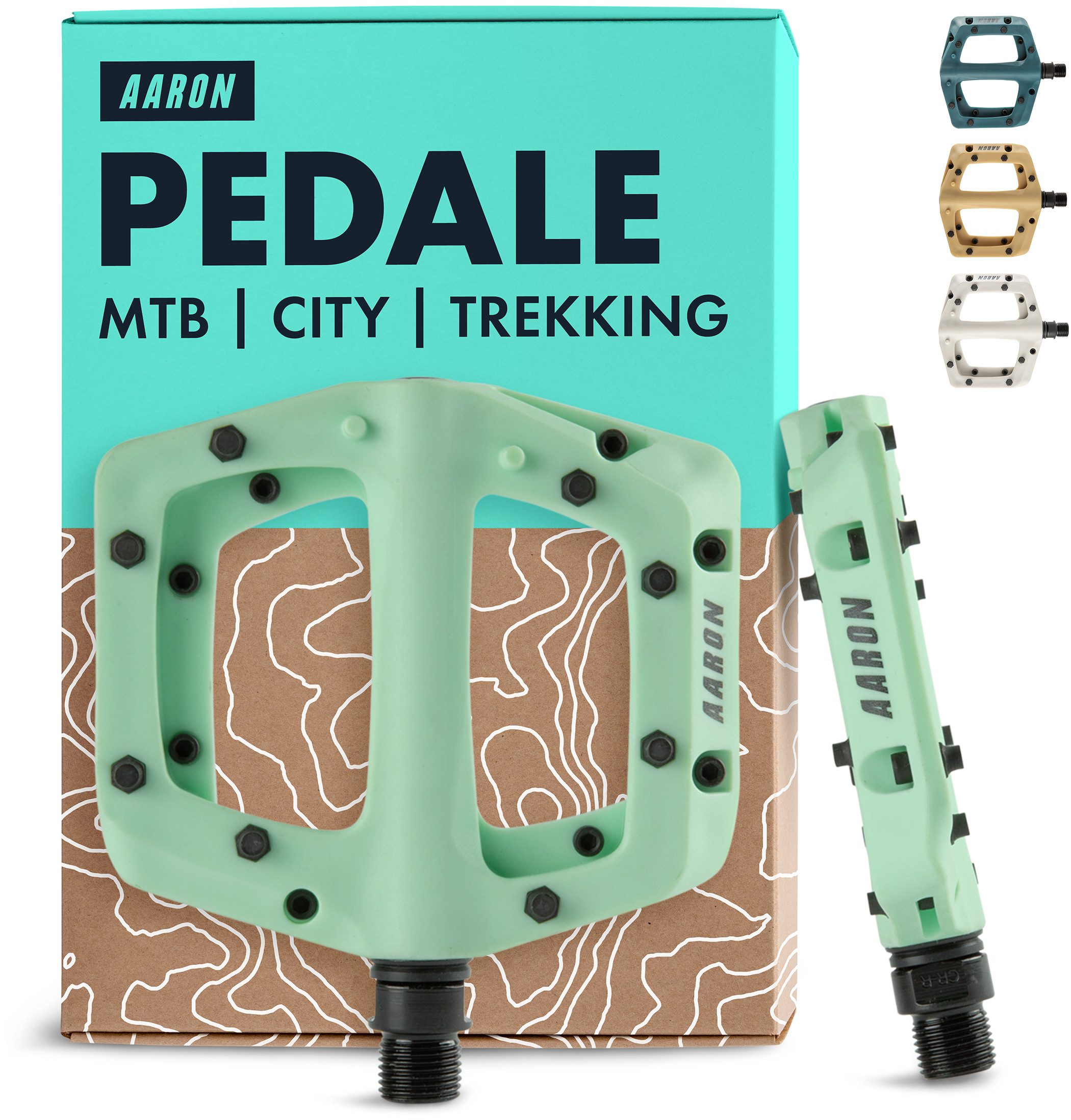 AARON Fahrradpedale Dirt MTB Pedale Ultraleicht Nylon mit austauschbaren Pins 9/16"