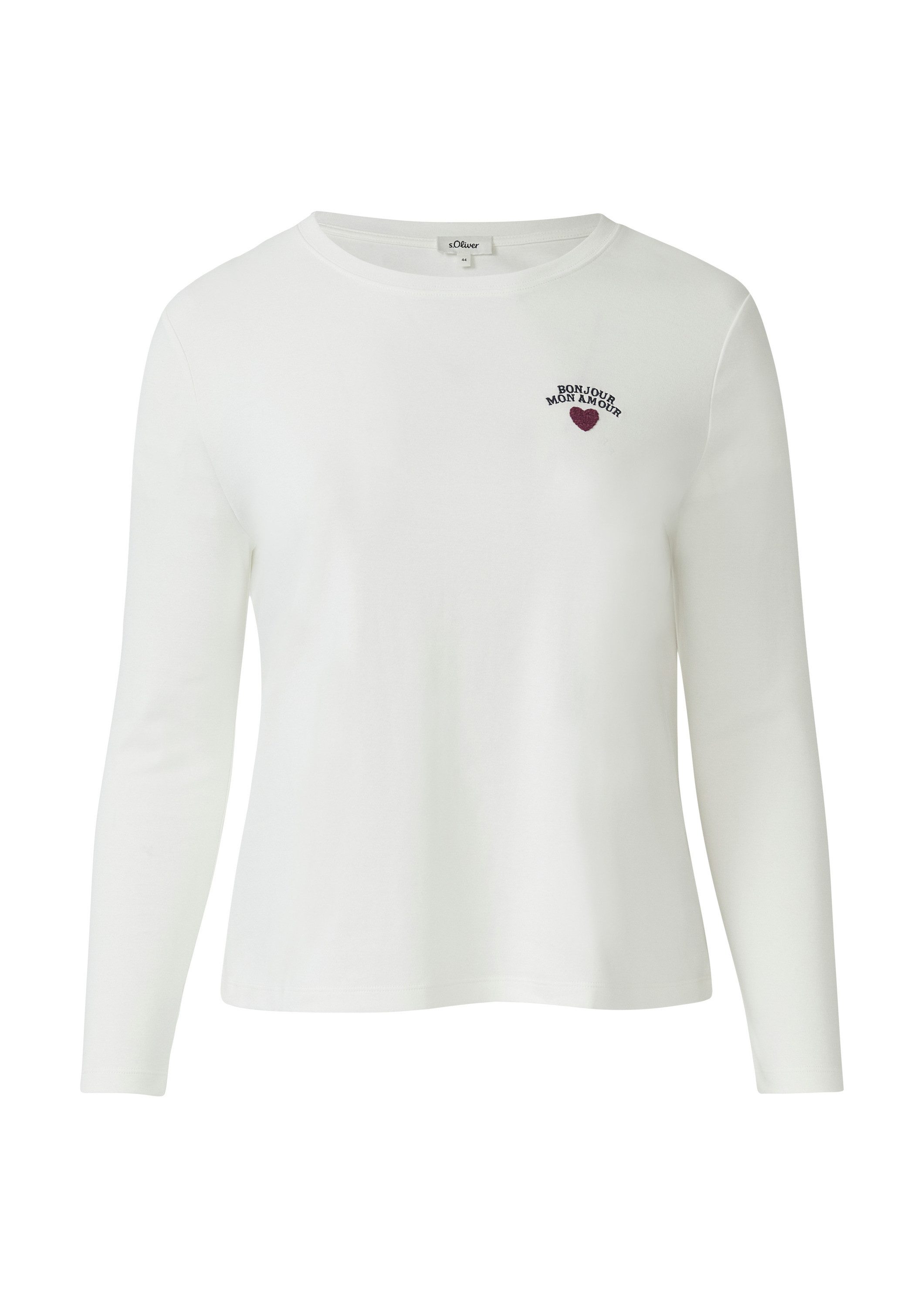 s.Oliver Langarmshirt T-Shirt Verkürztes Shirt mit Stickerei-Detail günstig online kaufen