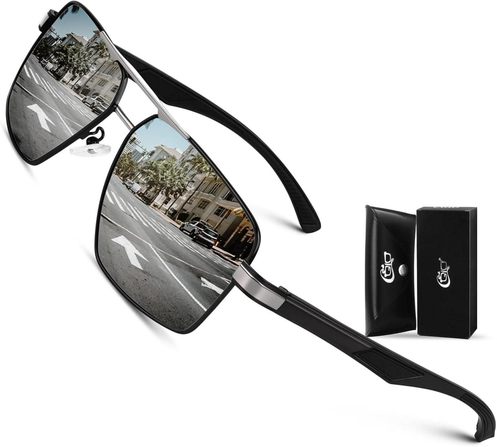 Pilotenbrille Pilotenbrille Herren Polarisiert Al-Mg UV400 Schutz mit Etui