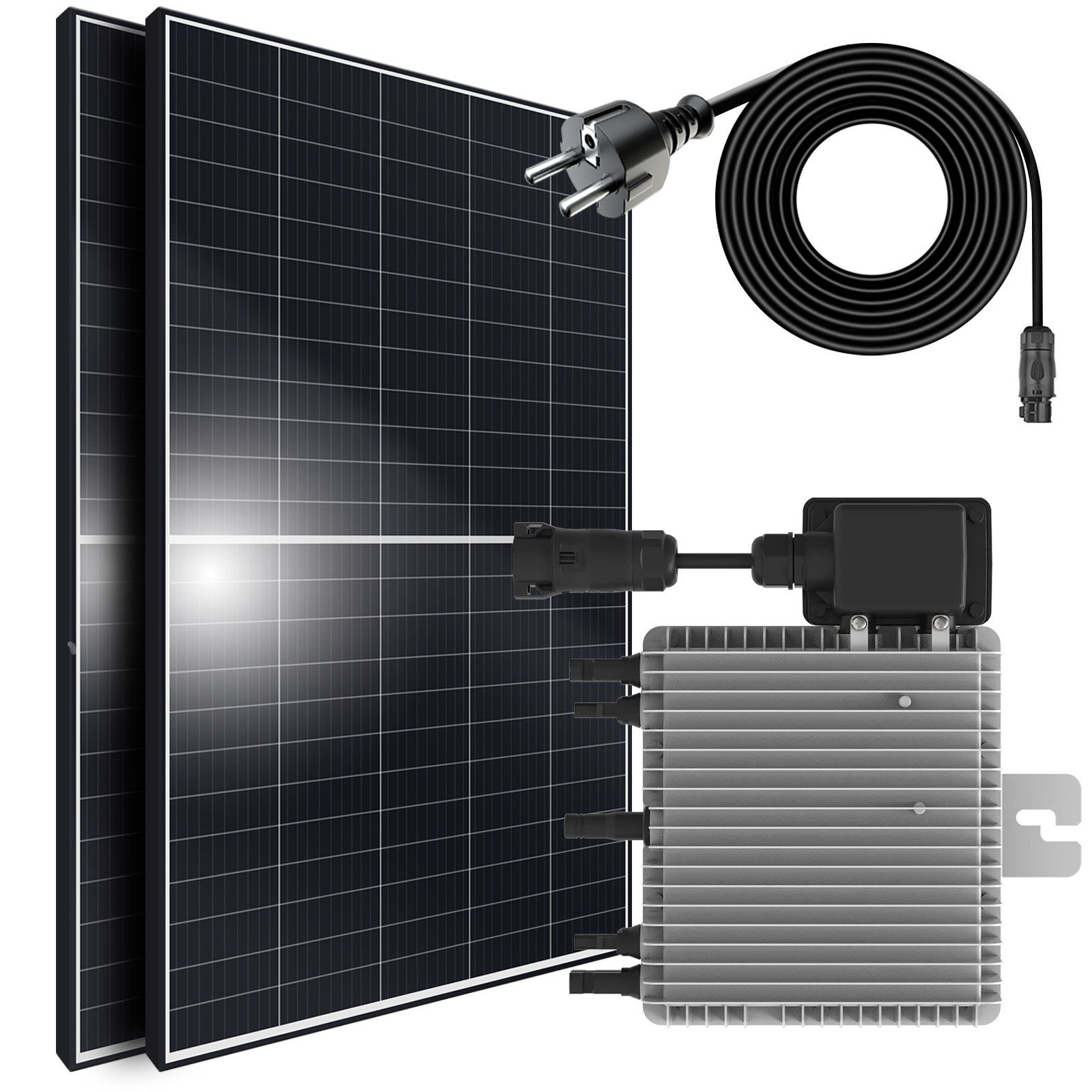 SUNNIVA Solaranlage 830/800W Balkonkraftwerk, 800,00 W, Monokristallin, (DEYE 800W Micro-Wechselrichter Wifi Upgradebar Drosselbar, 2x 415W Solarmodule, Solaranlage mit 5m Anschlusskabel, Solarkabel, Photovoltaikanlage), Balkon Mini-PV Anlage genehmigungsfrei Inverter Solarpanel, Solarmodul