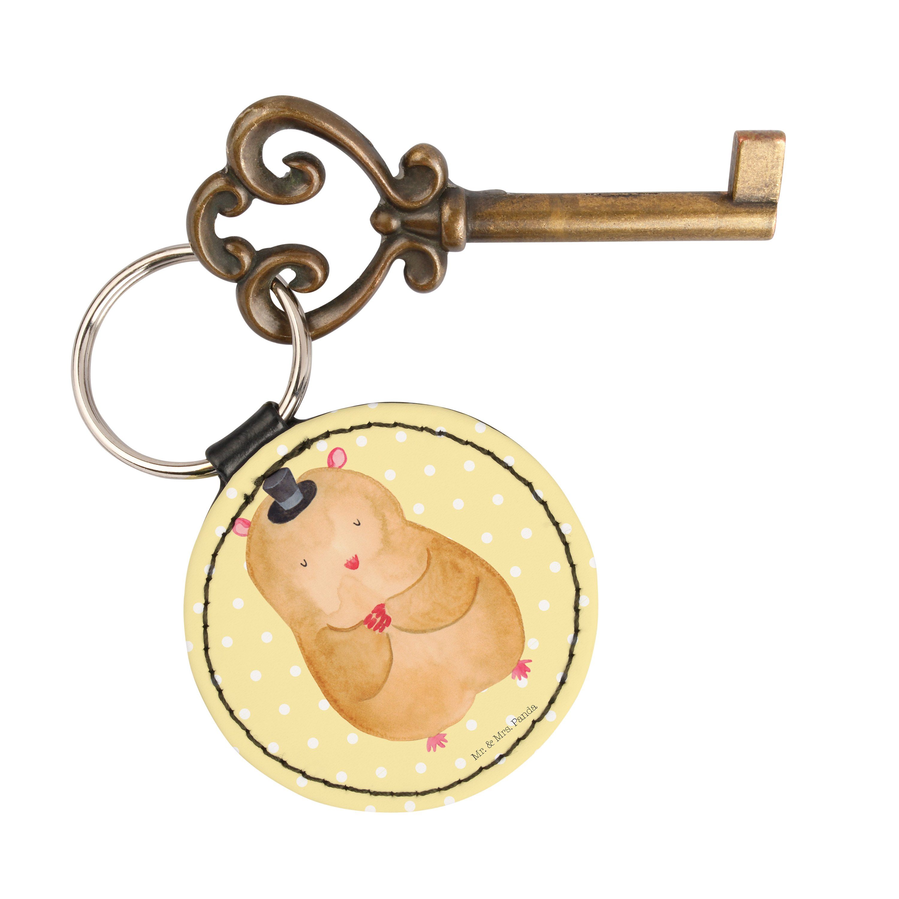 Geschenk, Hut Mr. Panda & Schlüsselanhänger Magier, (1-tlg) Gelb - Hamster Tiermotiv Mrs. mit Pastell Houdini, -