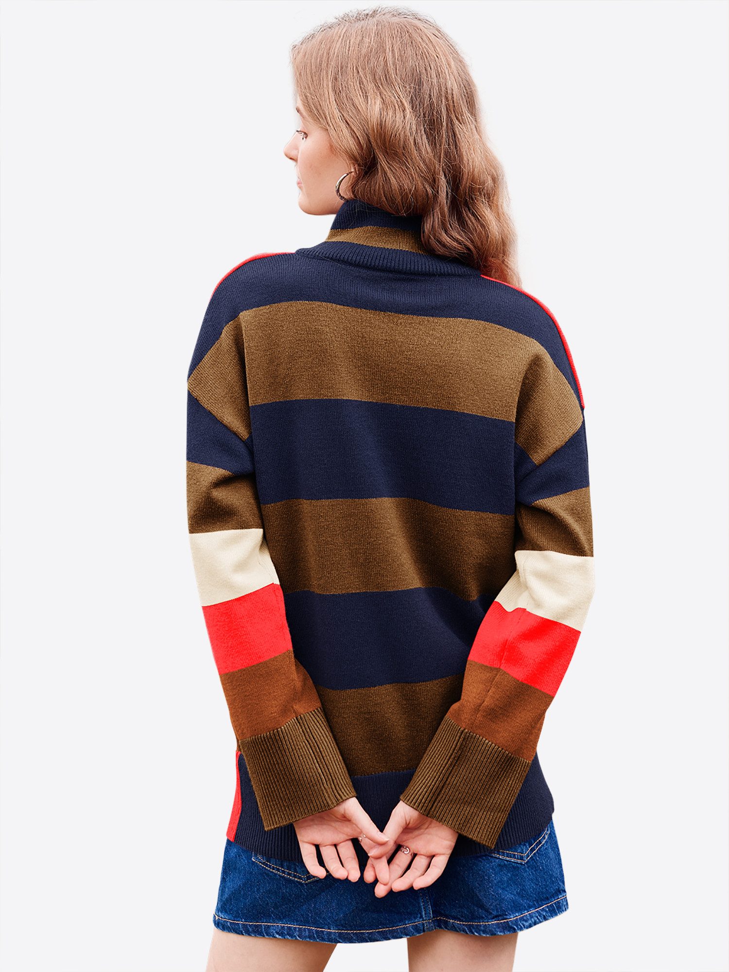 Imily Bela Sweater Damen Oversize Strickpullover mit Streife (Packung, 1-tl günstig online kaufen