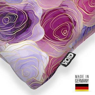 Kissenbezug, VOID (1 Stück), Rosen Goldrand Design Blumen rosé blume mustern nahtlos floral vektor