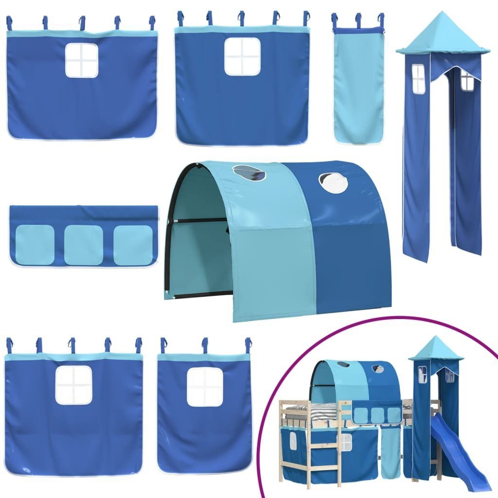 vidaXL Kinderbett Universal Vorhänge für Hochbett mit Tunnel und Turm Blau