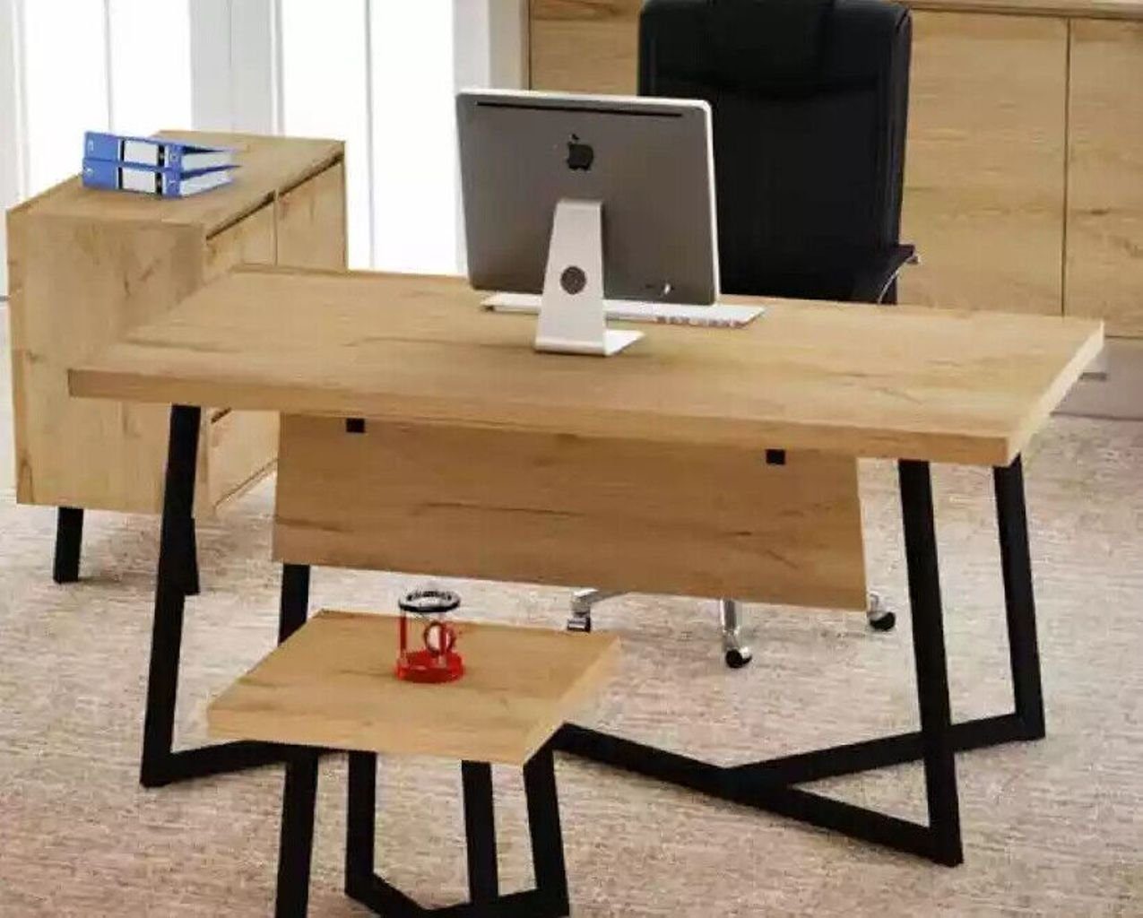 JVmoebel Schreibtisch Hellbrauner Designer Schreibtisch Büromöbel Designer Tische Holz (1-St., 1x nur Schreibtisch), Made in Europa