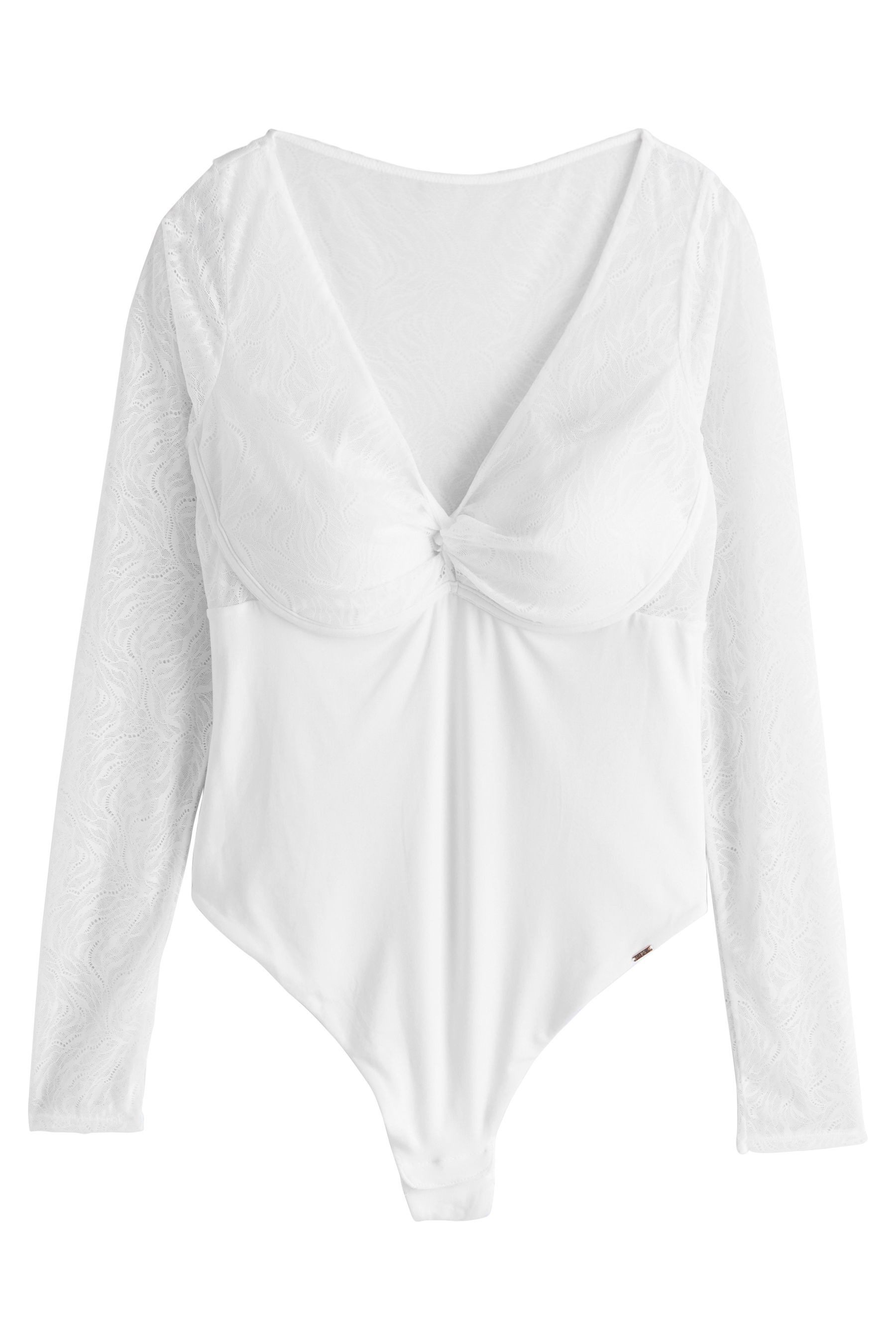 LIPSY Langarmbody Lipsy gepolsterter Tanga-Bodysuit, lange Ärmel (1-tlg)