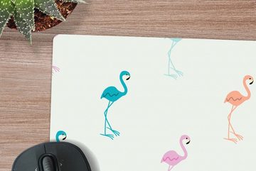 MuchoWow Gaming Mauspad Muster - Dschungel - Flamingo - Pastell (1-St), Mousepad mit Rutschfester Unterseite, Gaming, 40x40 cm, XXL, Großes